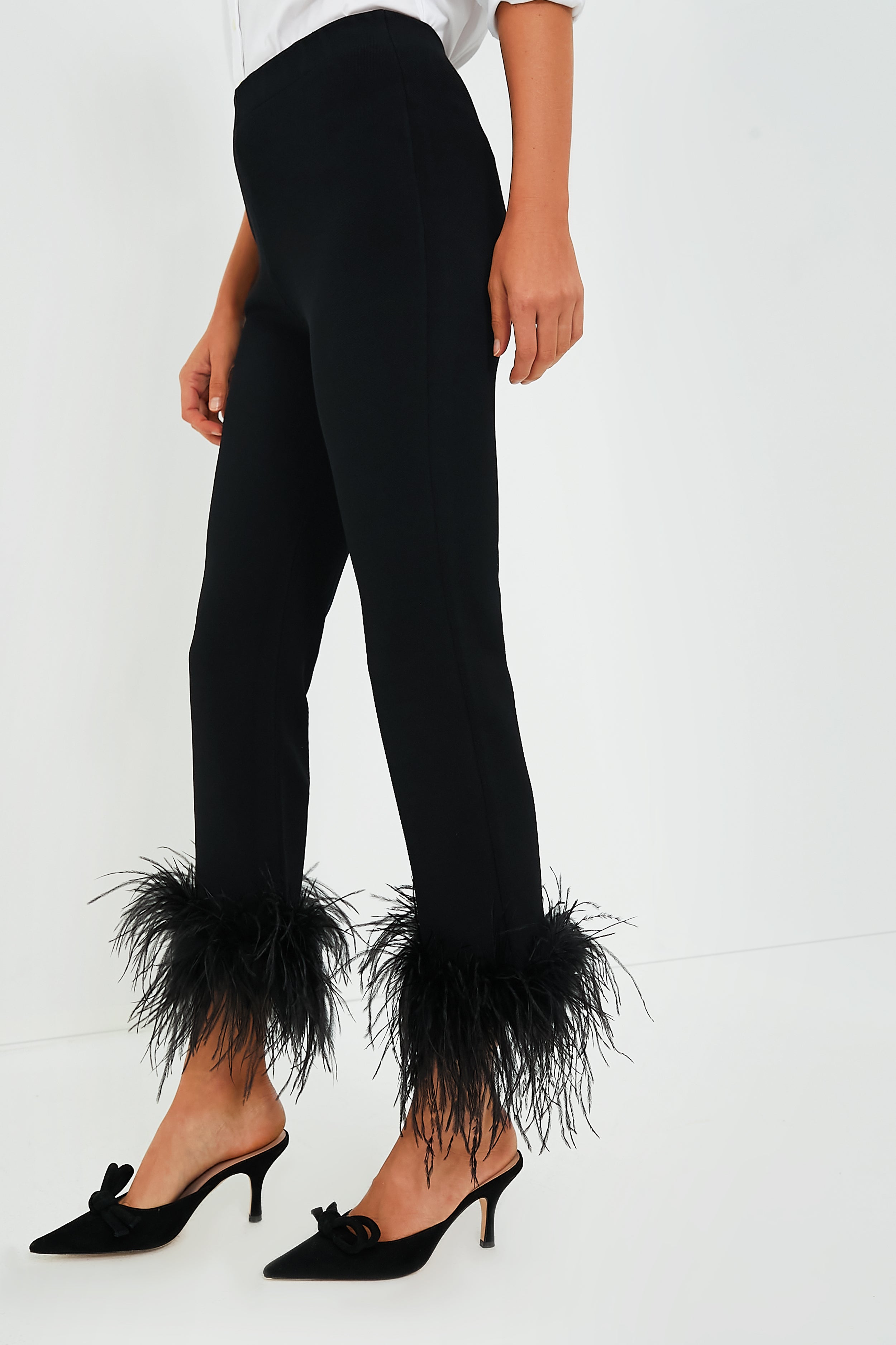 Black Feather Compression Knit Ashford Pants