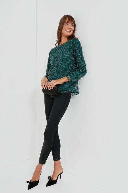 Green Sequin Gemma Blouse