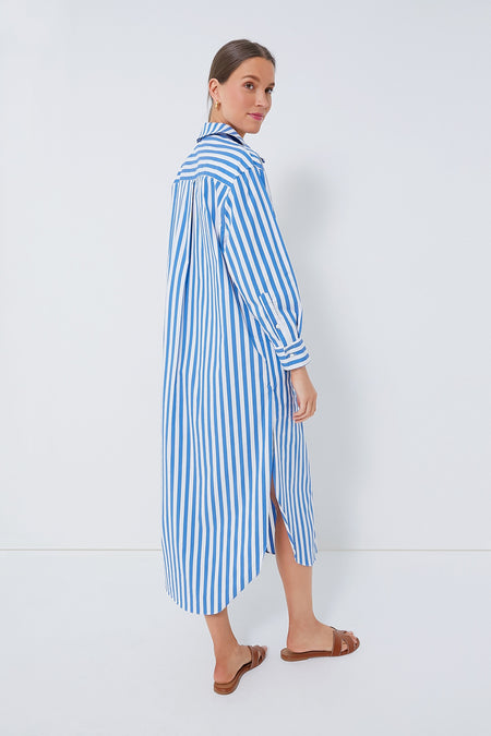 Blue Stripe Constance Maxi Shirt Dress