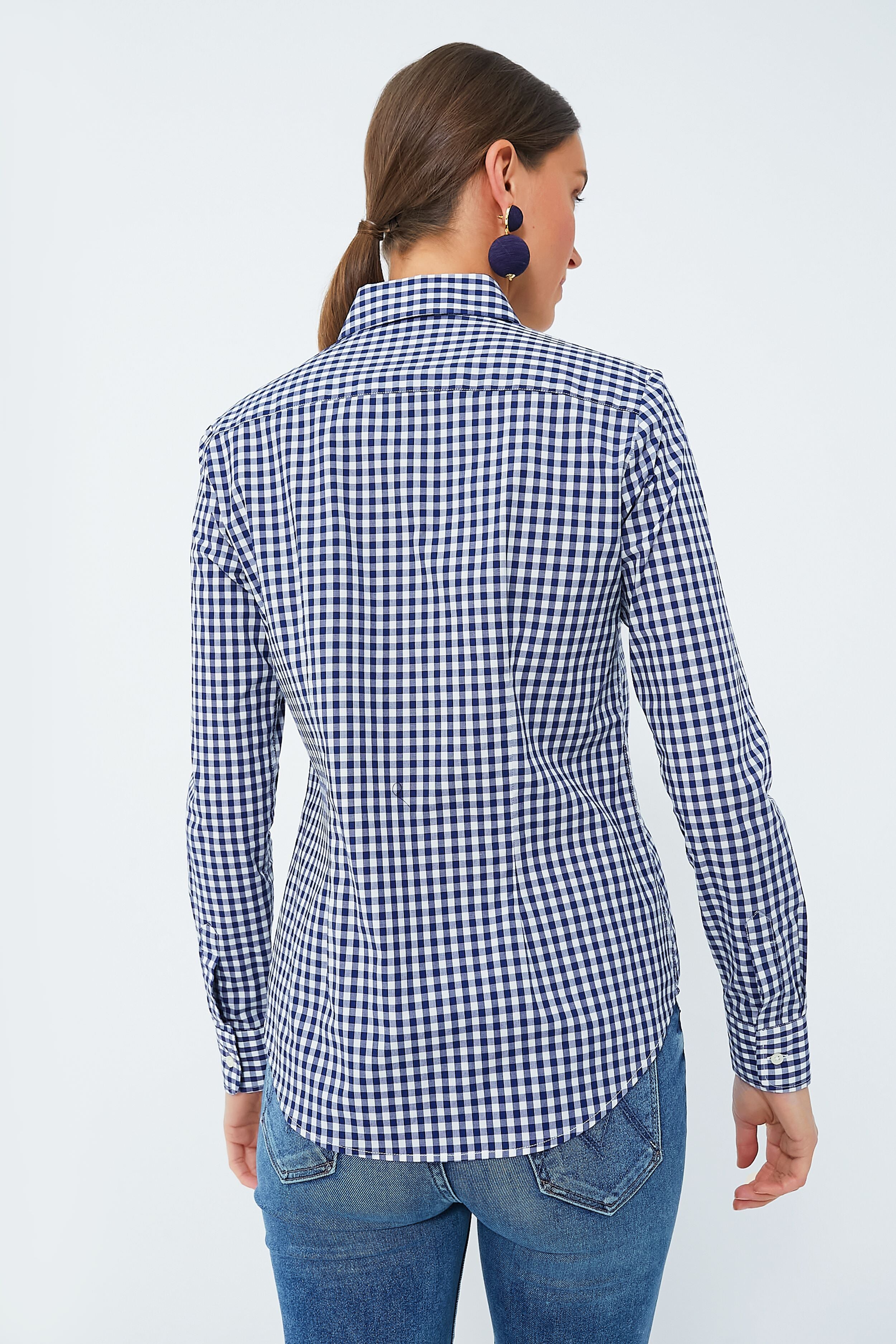 Navy Large Check Long Sleeve Icon Shirt
