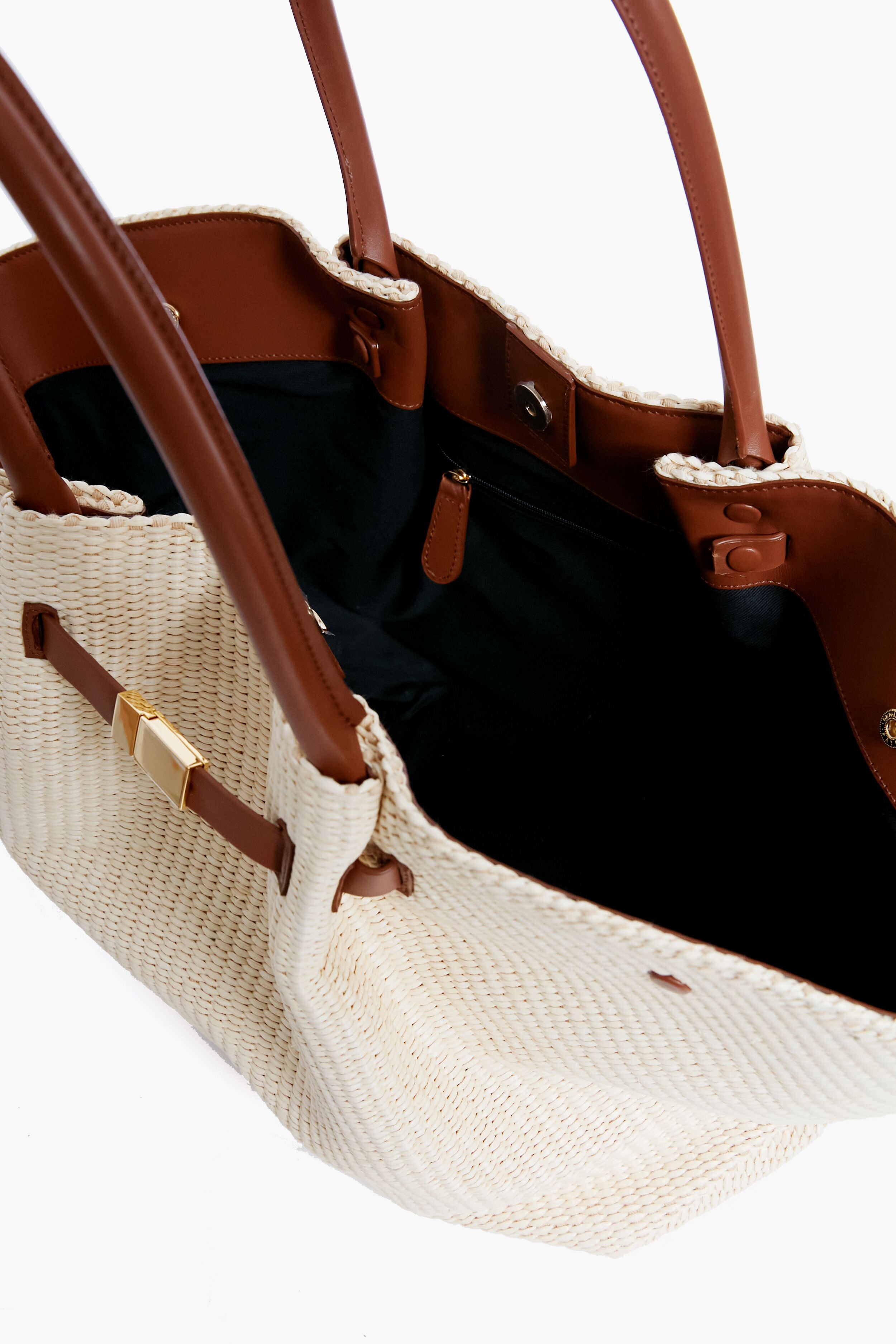 Tan Natural Raffia New York Bag