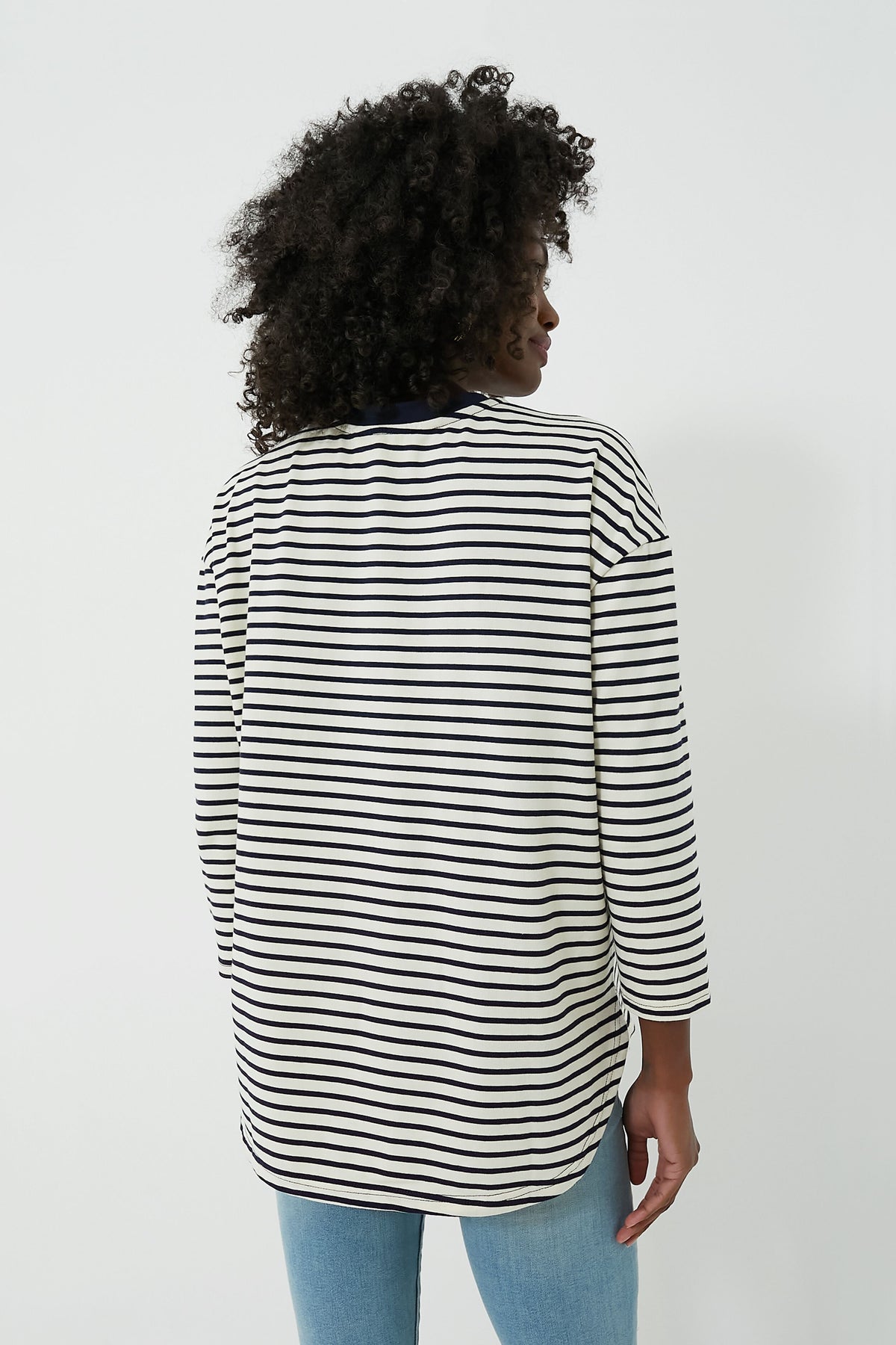 The Popover Shirtdress - Navy with Green Stripe
