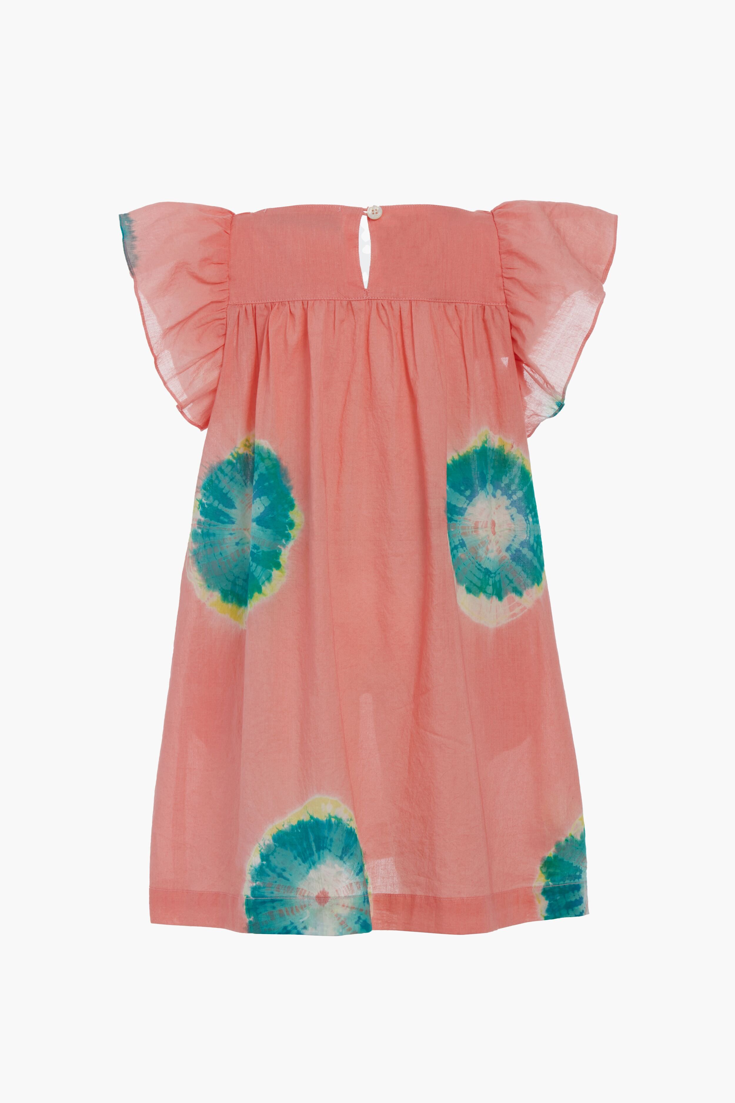 Pink Lourdes Tie Dye Flutter Sleeve Dress