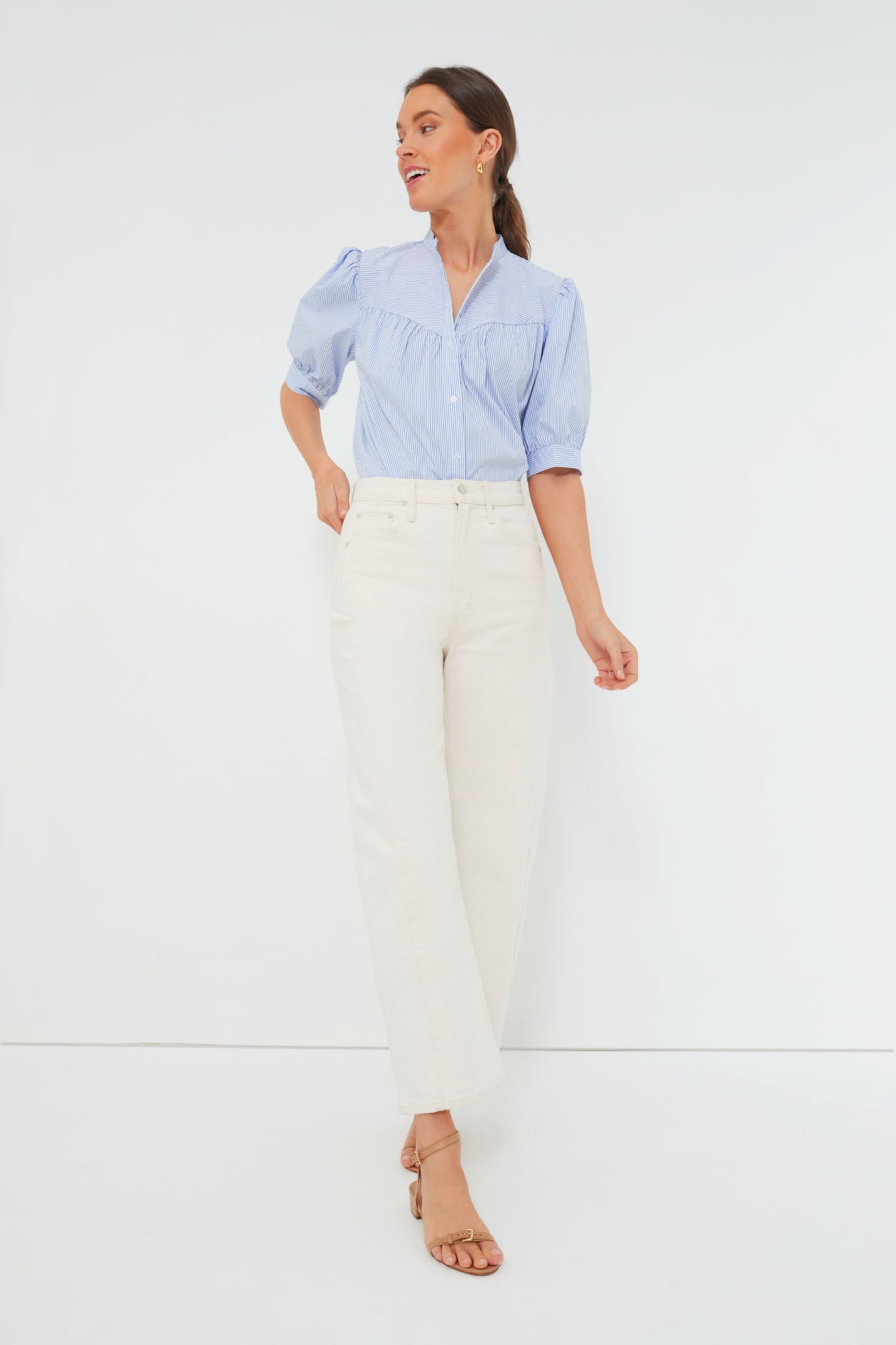 Blue and White Stripe Esti Shirt