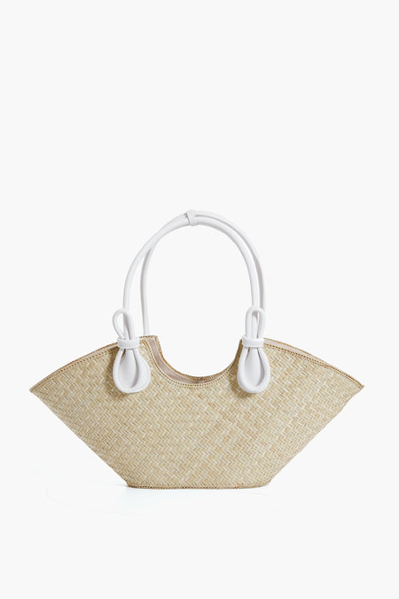 White Natural Medium Novi Tote Wicker Wings - Main Image