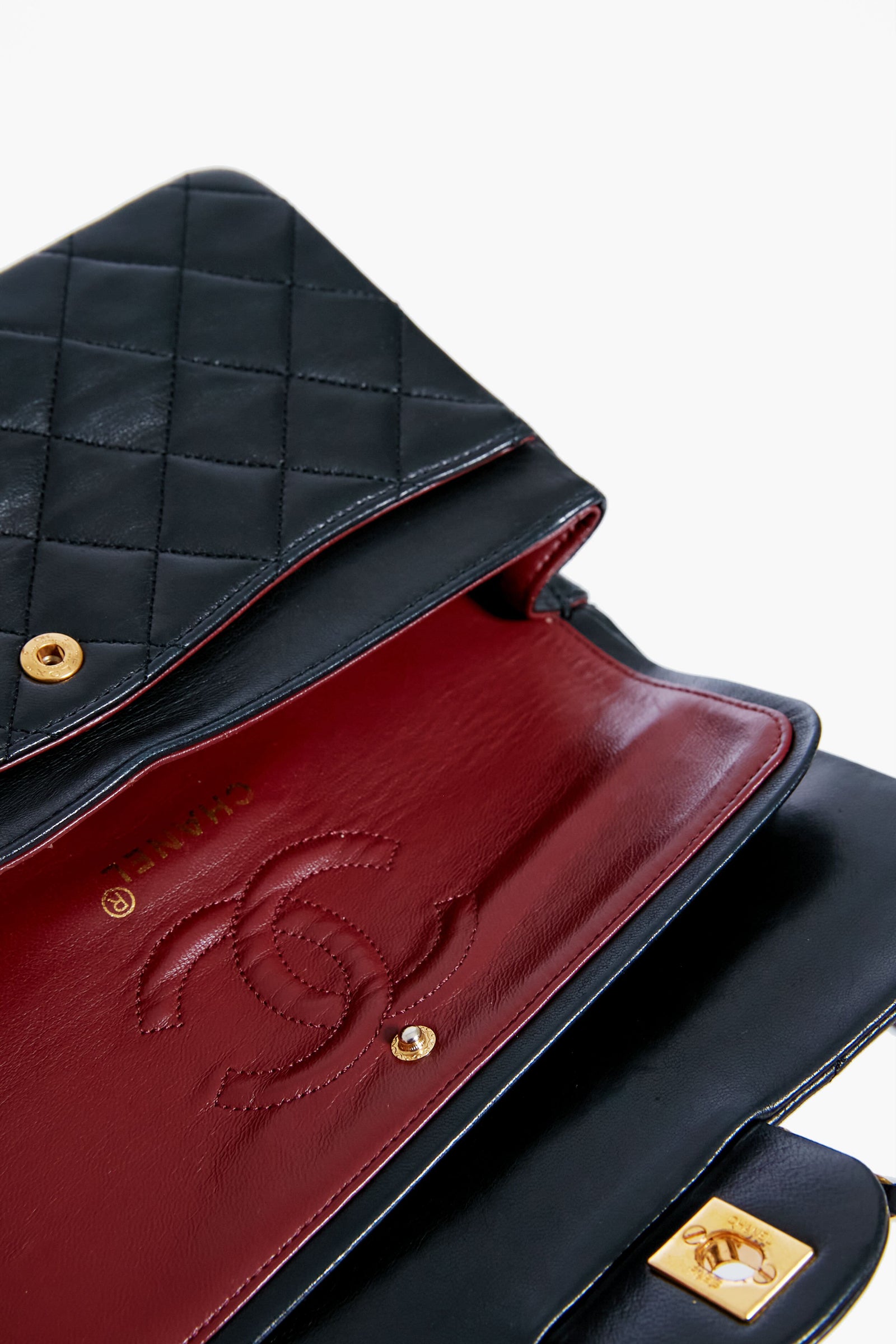 CHANEL Black Lambskin Flap Shoulder Bag