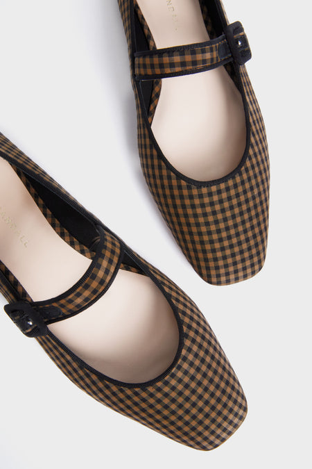 Black and Brown Check Ginger Flats