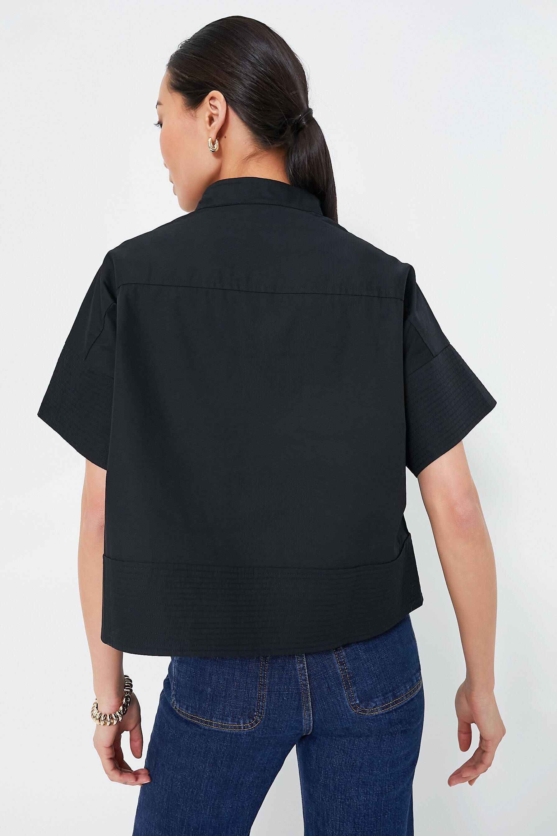 Black Trapunto Stitch Sofia Shirt
