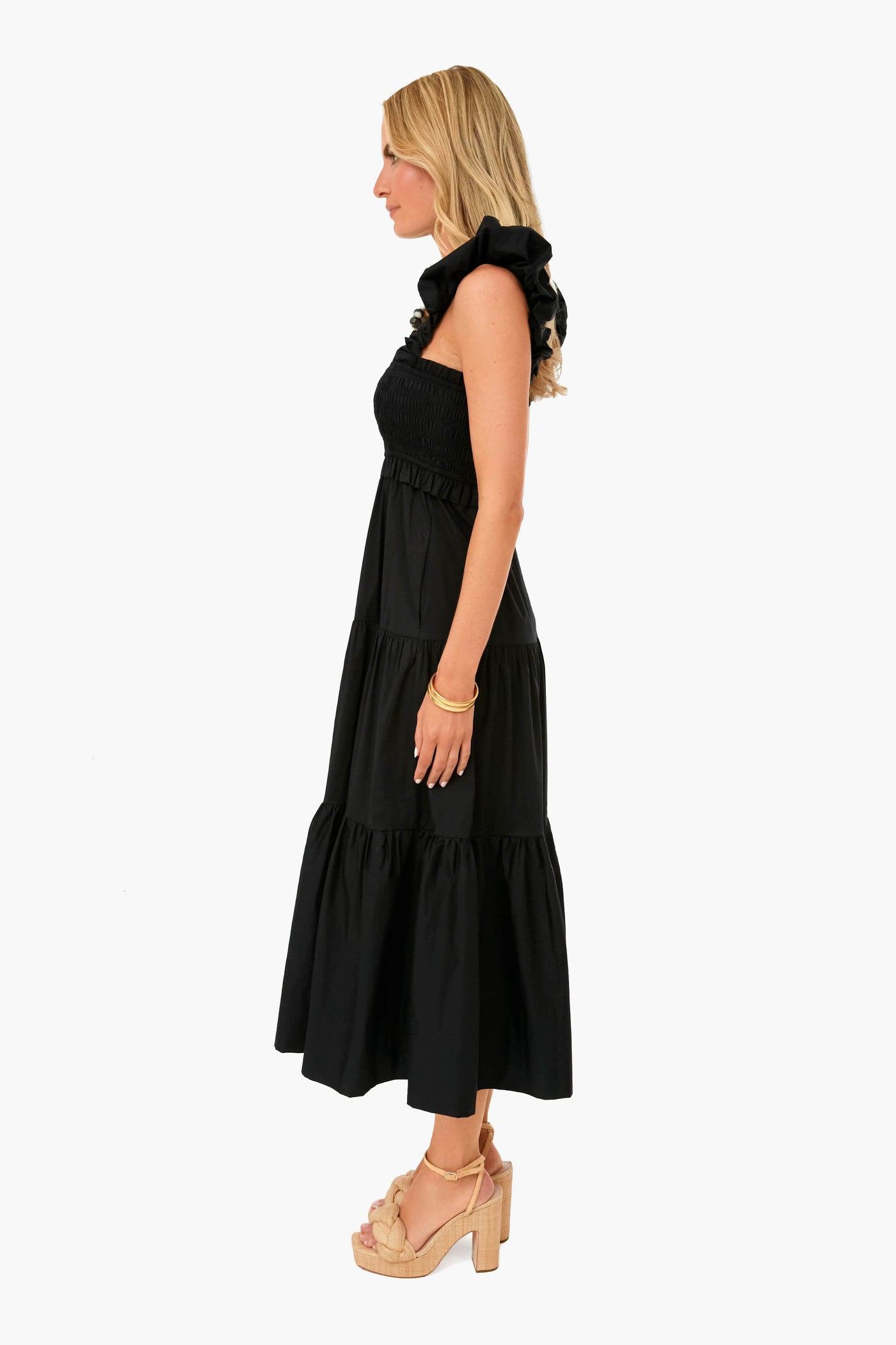 Black Sloane Sleeveless Smocked Dress