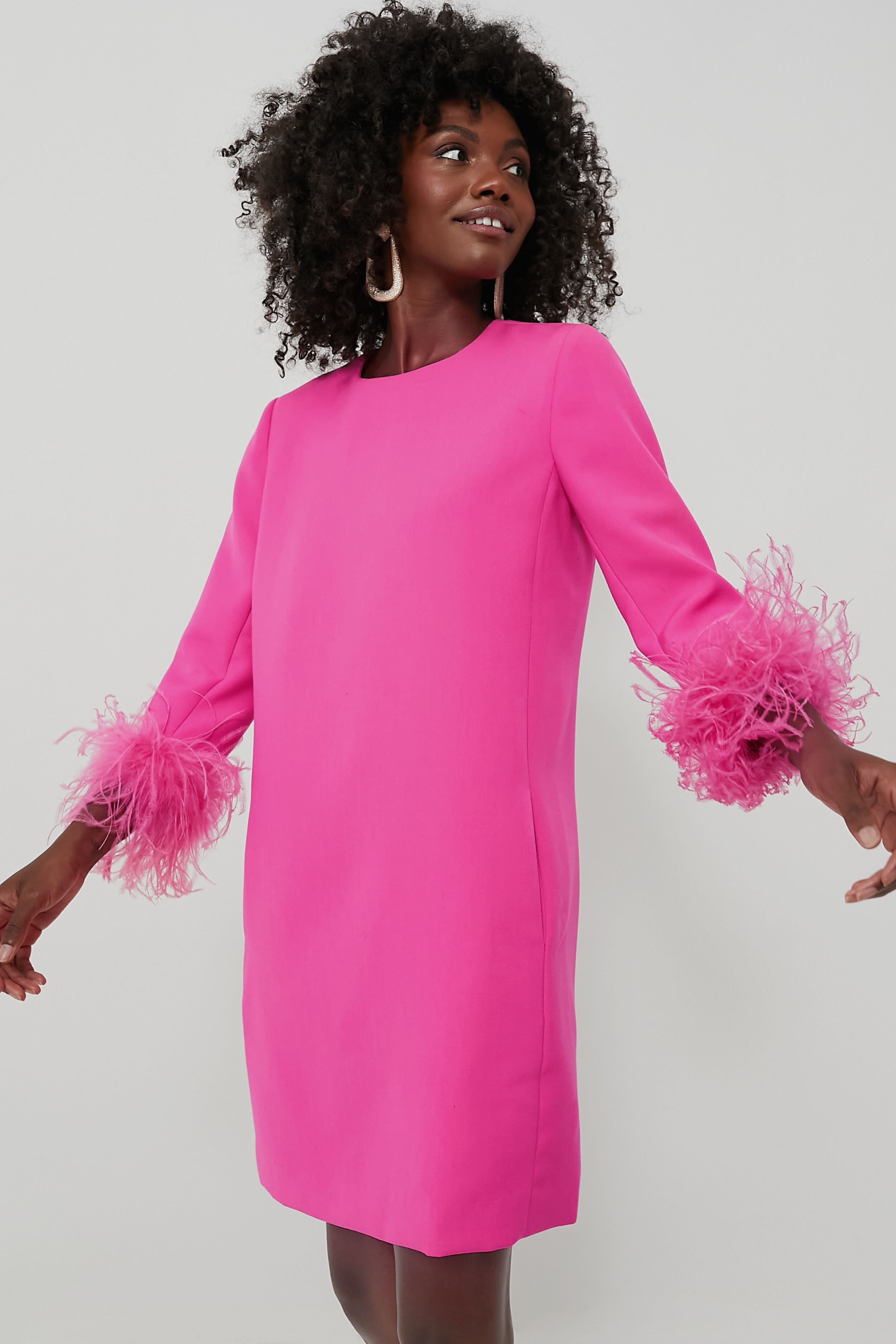 Hot Pink Feather Mod Mary Dress | Tuckernuck