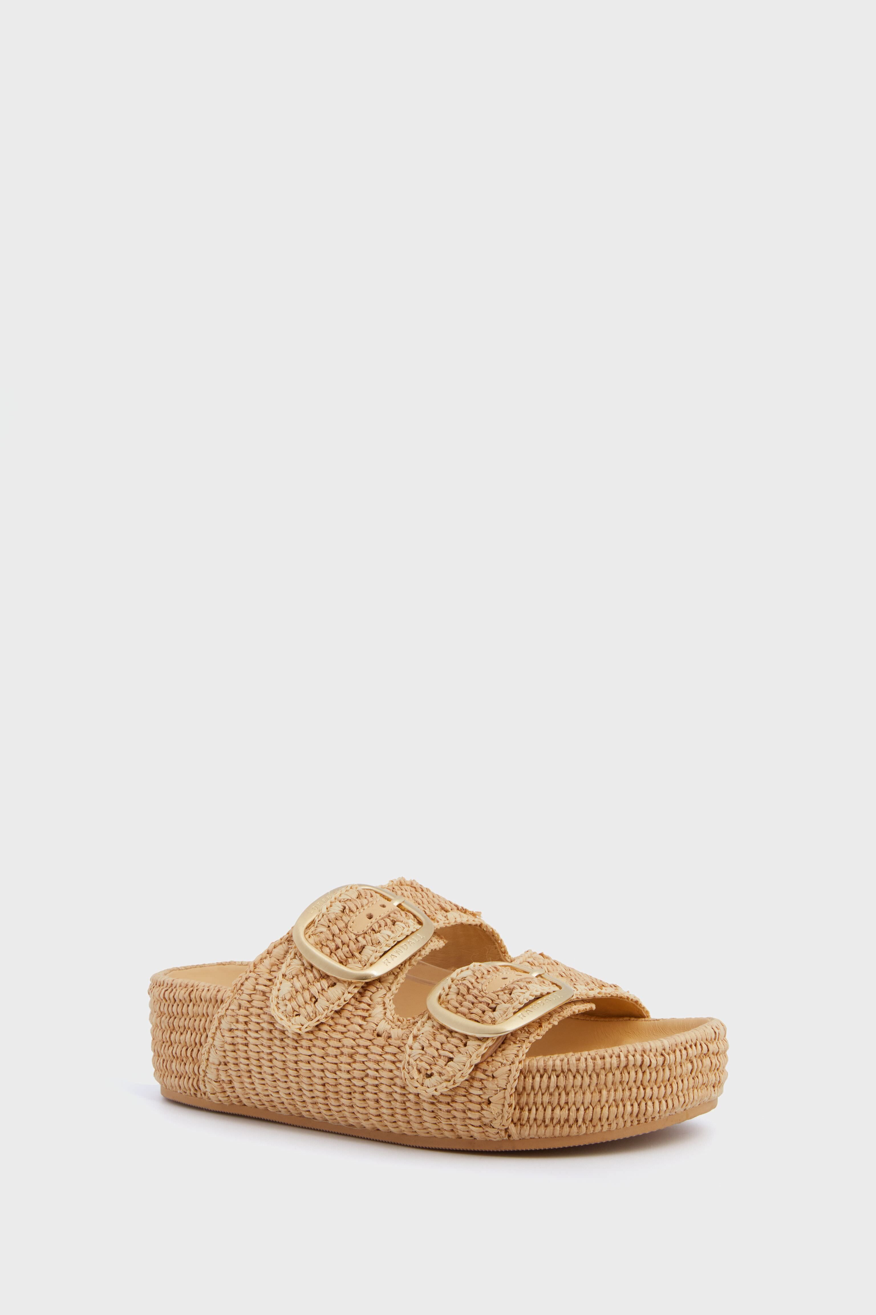 セルバッハ　13inch Natural Chunky Woven Raffia Sandals | Loeffler Randall