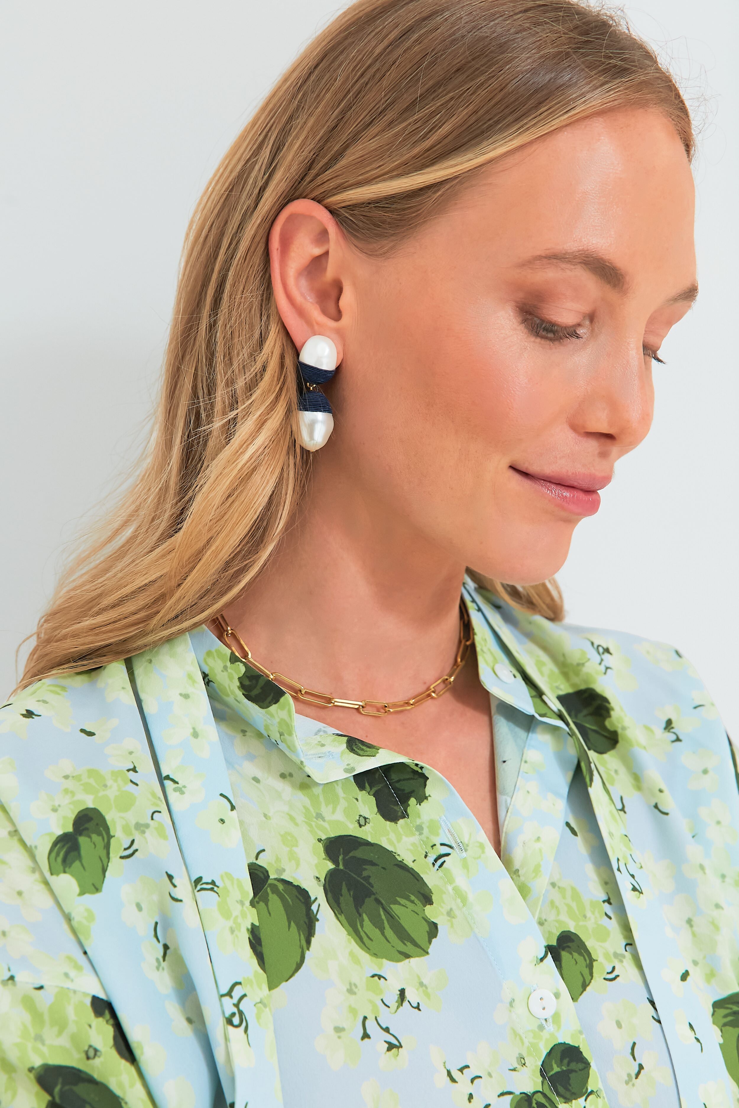 Navy and Pearl Nelle Earrings Tuckernuck Jewelry