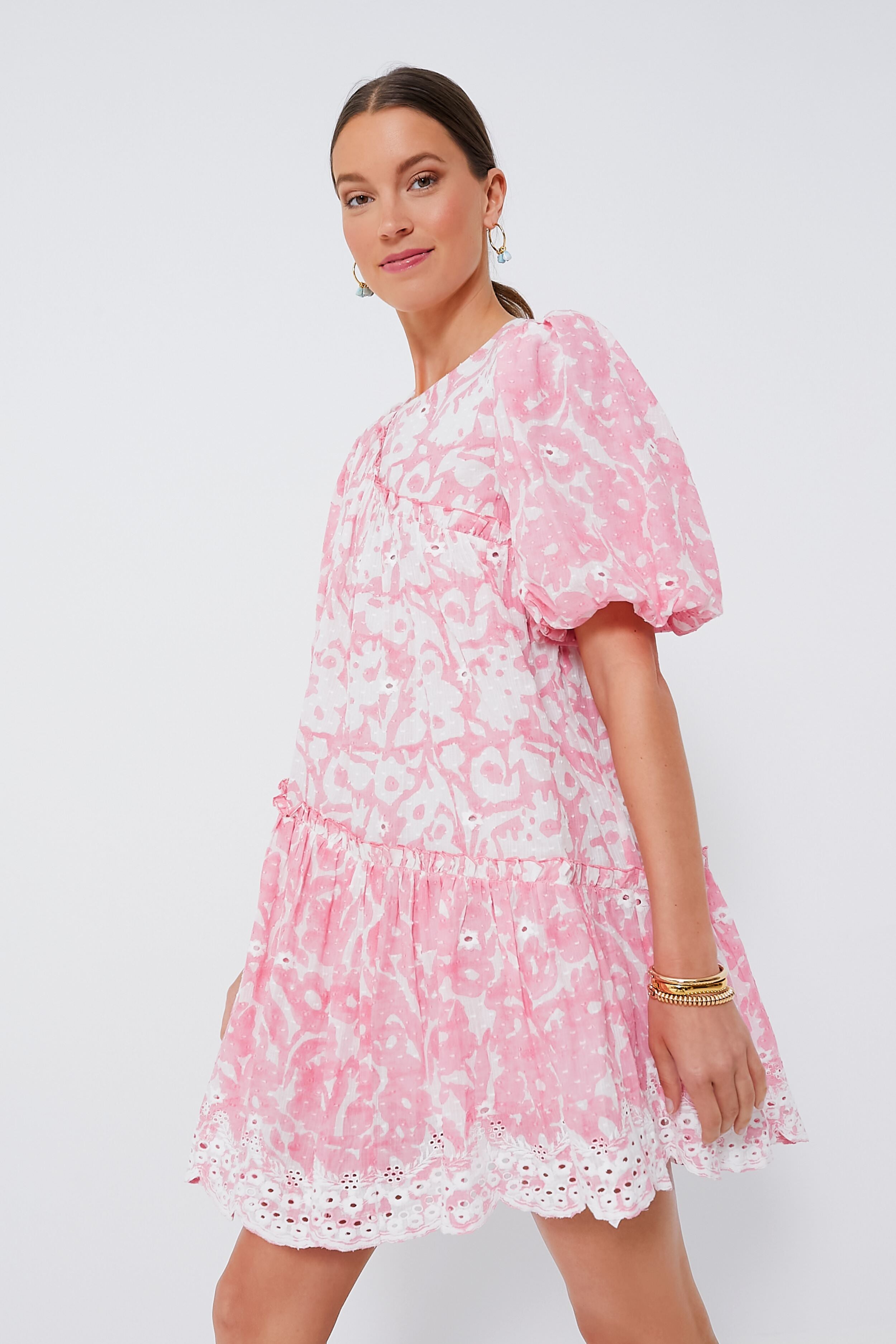 Pink Milena Asymmetric Schiffli Mini Dress | ASH & EDEN | Tuckernuck