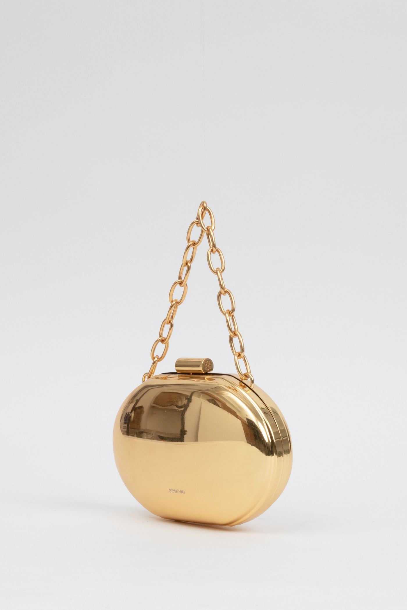 Brushed Gold Sol Metal Oval Clutch