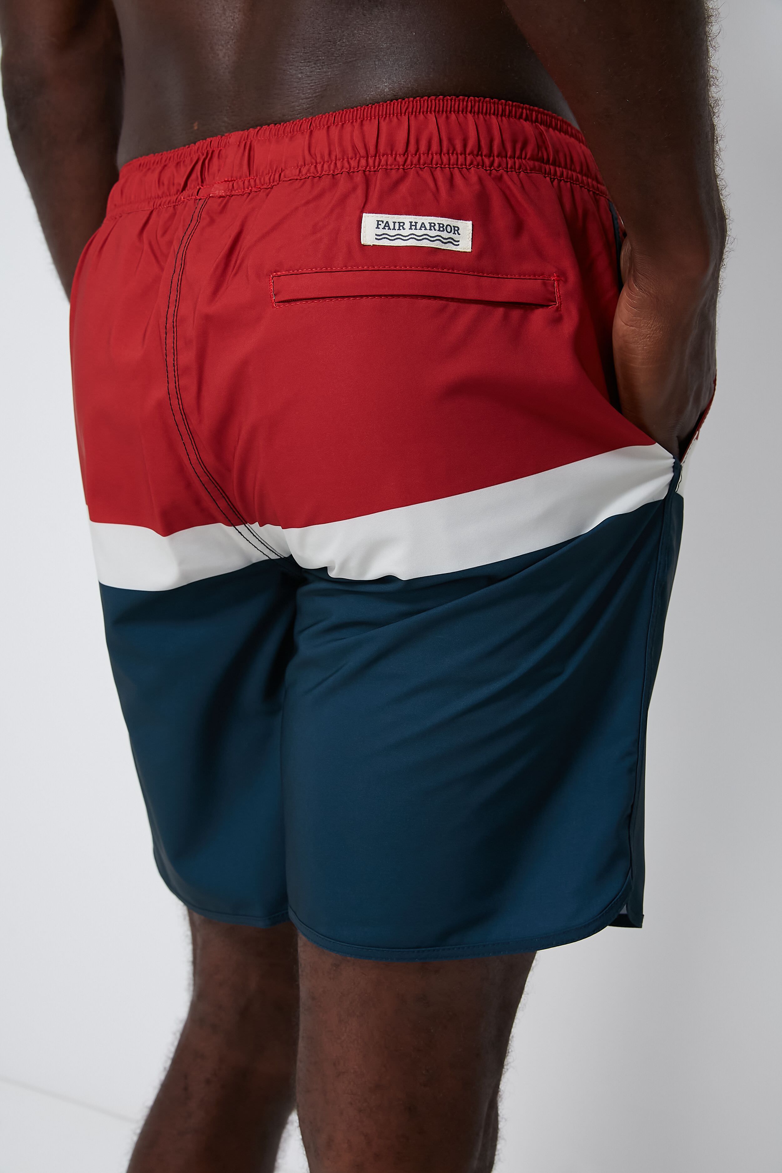 Red Colorblock Anchor Trunks