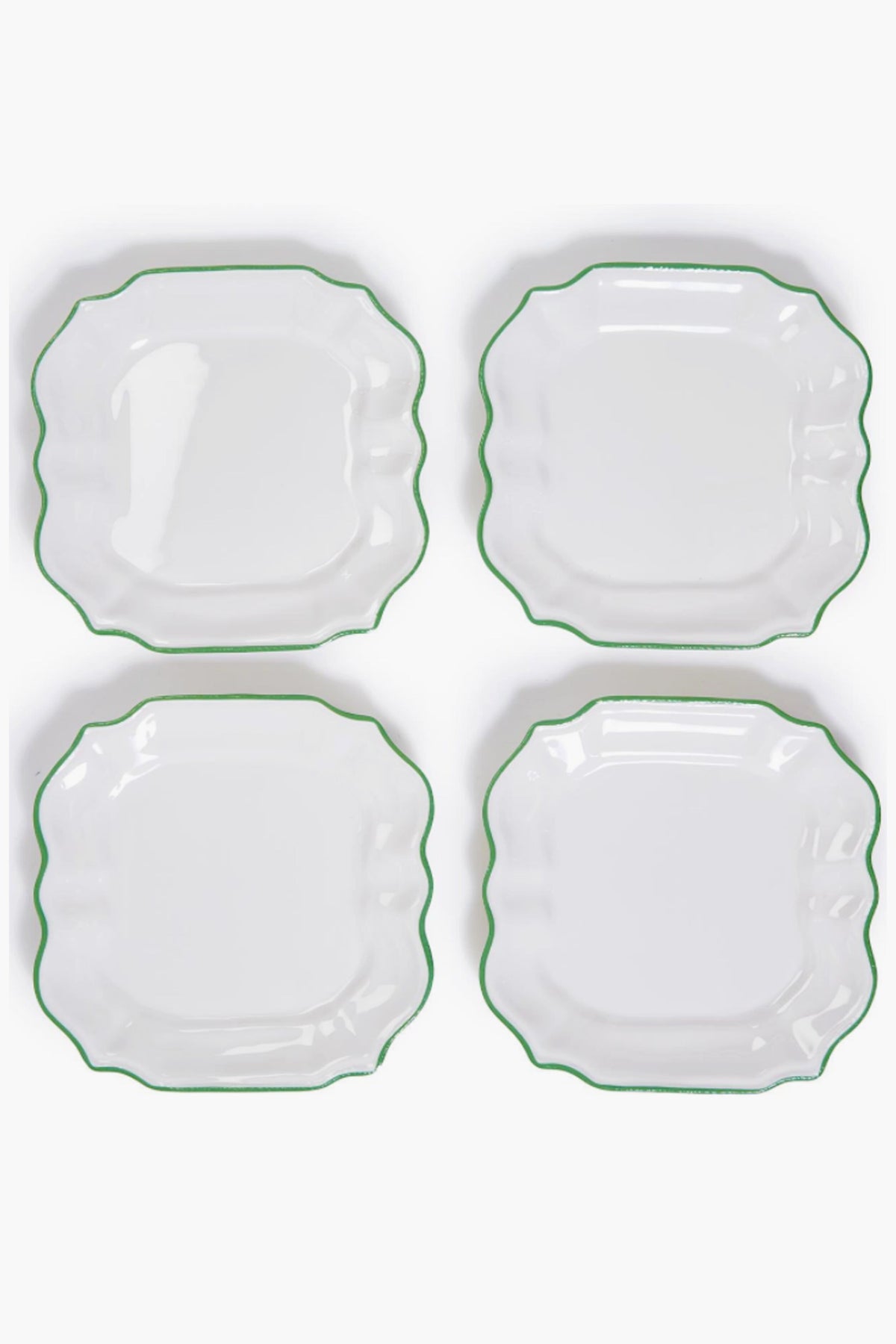 Garden Soiree Set of 4 Dinner Plates with Green Border