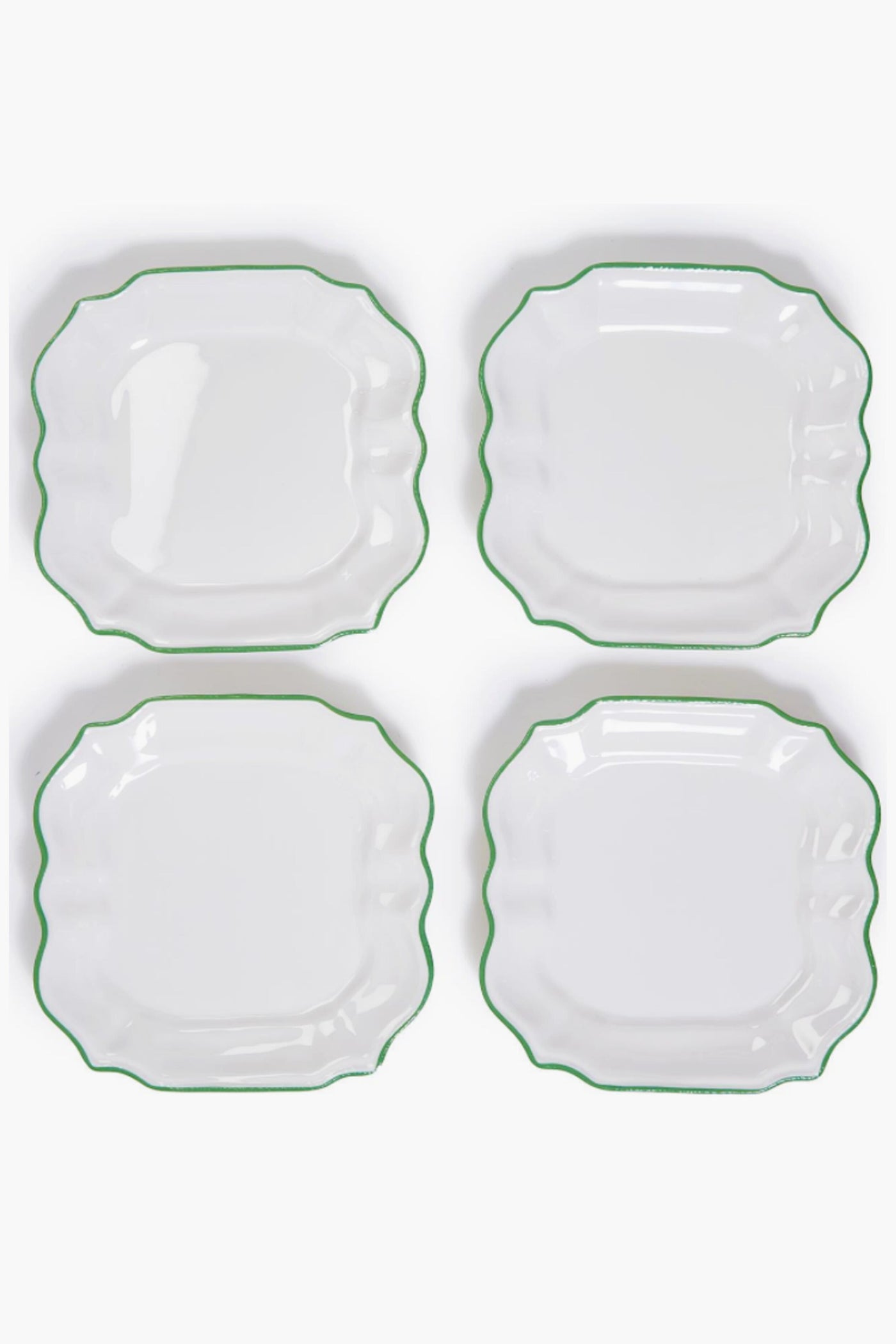 Garden Soiree Set of 4 Dinner Plates with Green Border