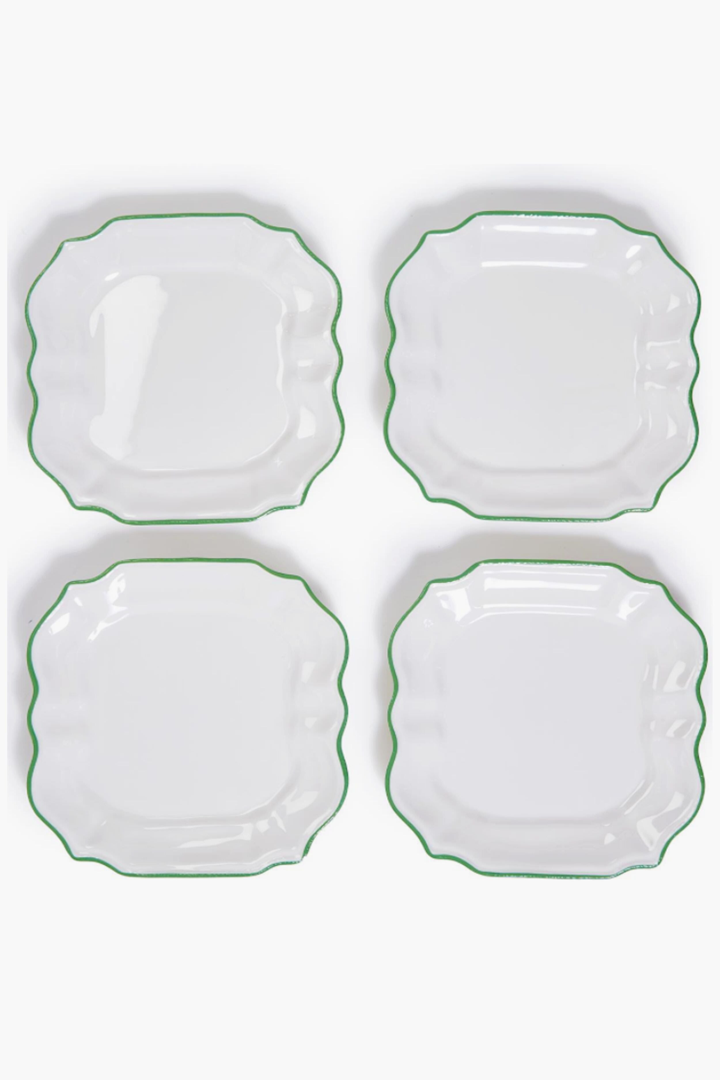 Garden Soiree Set of 4 Dinner Plates with Green Border