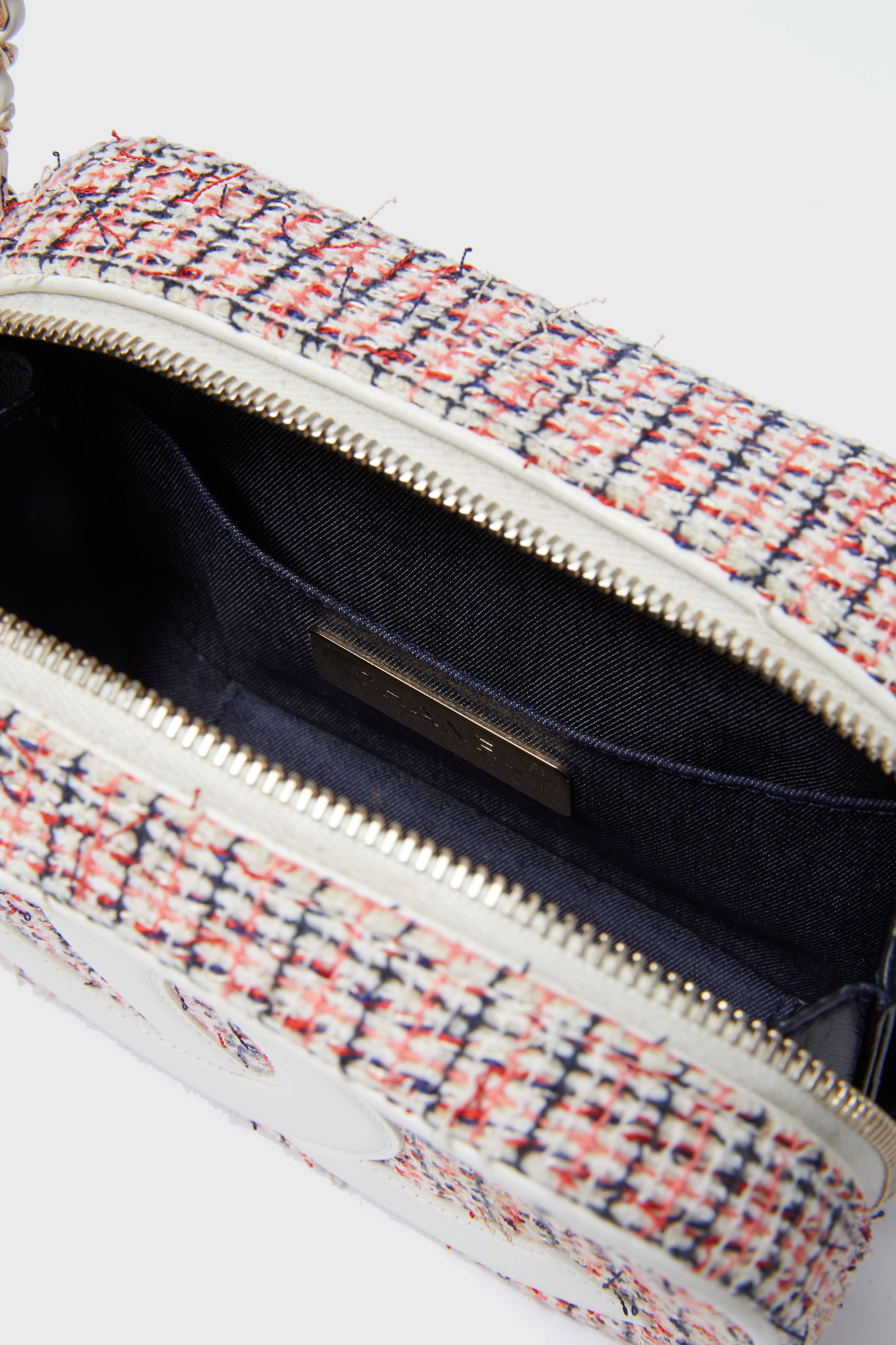 CHANEL Tweed Logo Mania Camera Bag