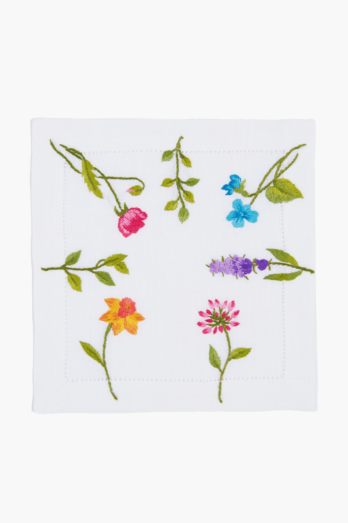 Sprig Monogrammed Embroidered Cloth Napkins Set of 4 Floral 