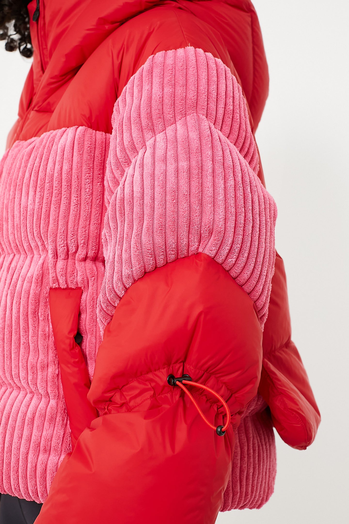 Azalea Pink and Red Zao Short Down Jacket