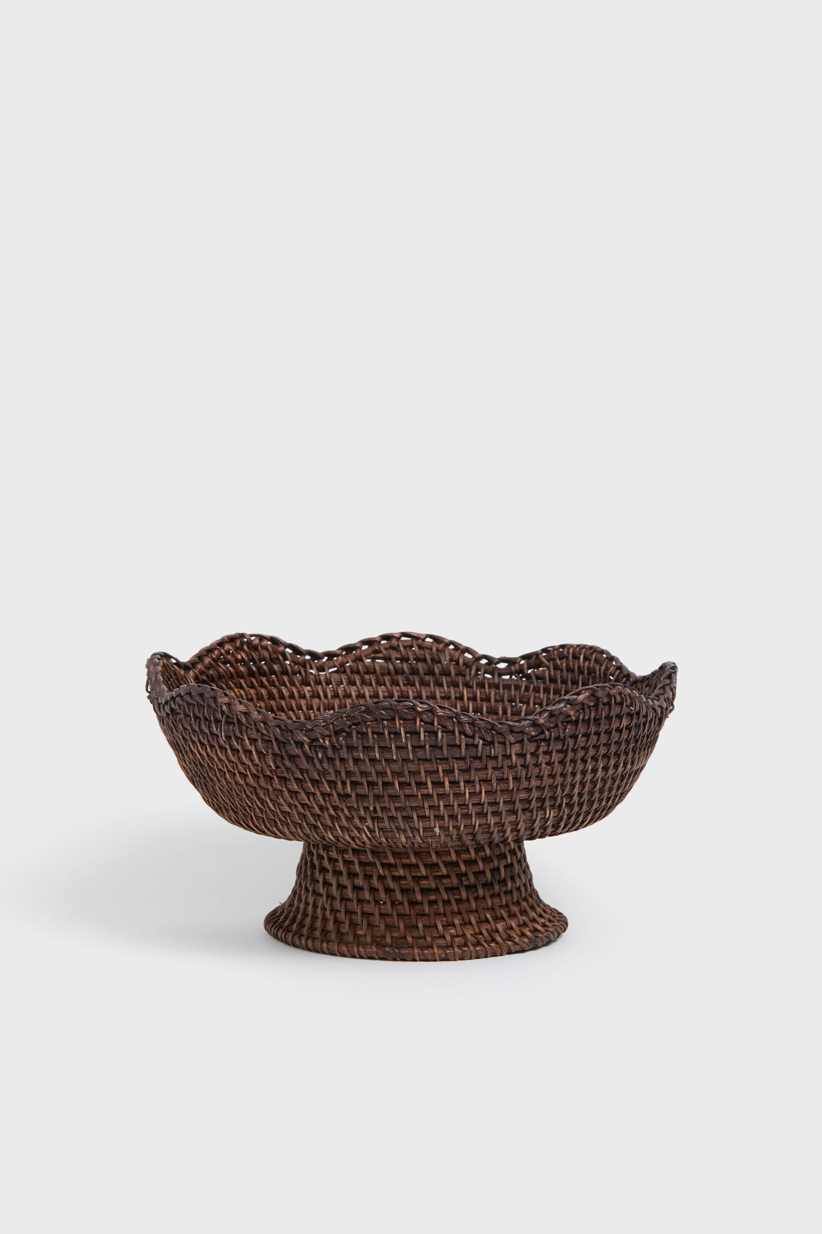 Dark Brown Rattan Footed Bowl
