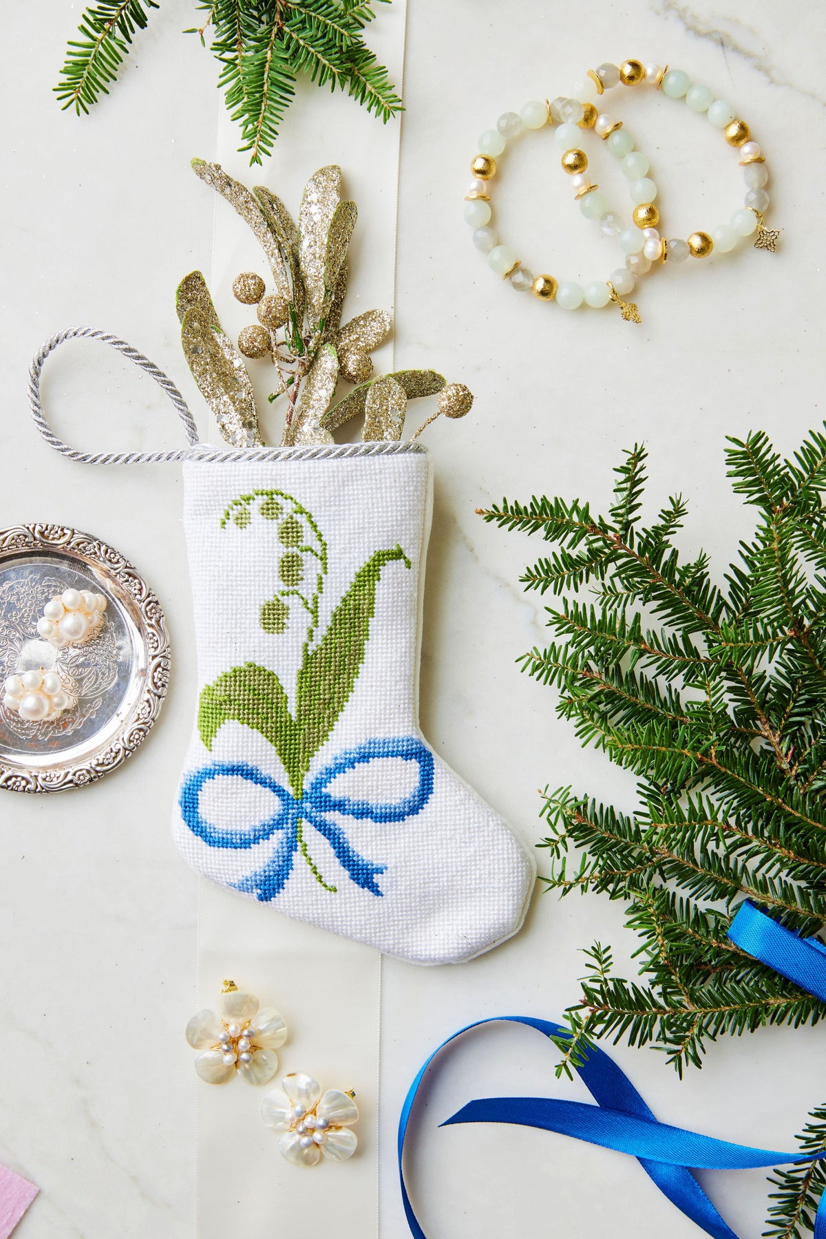 Lily of the Valley Christmas Mini Stocking