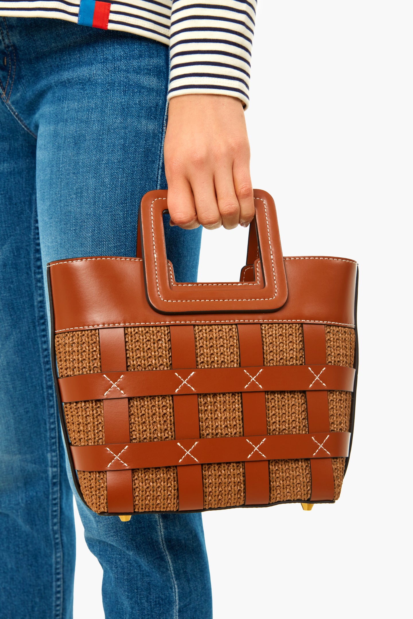 Tan Raffia Mini Shirley Bag