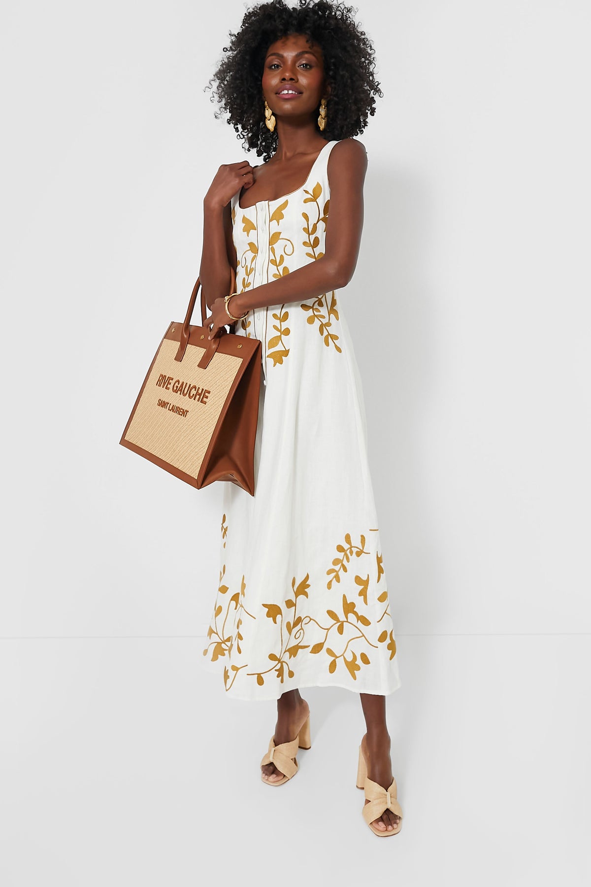 Saint Laurent Natural Sand Rive Gauche Tote Bag