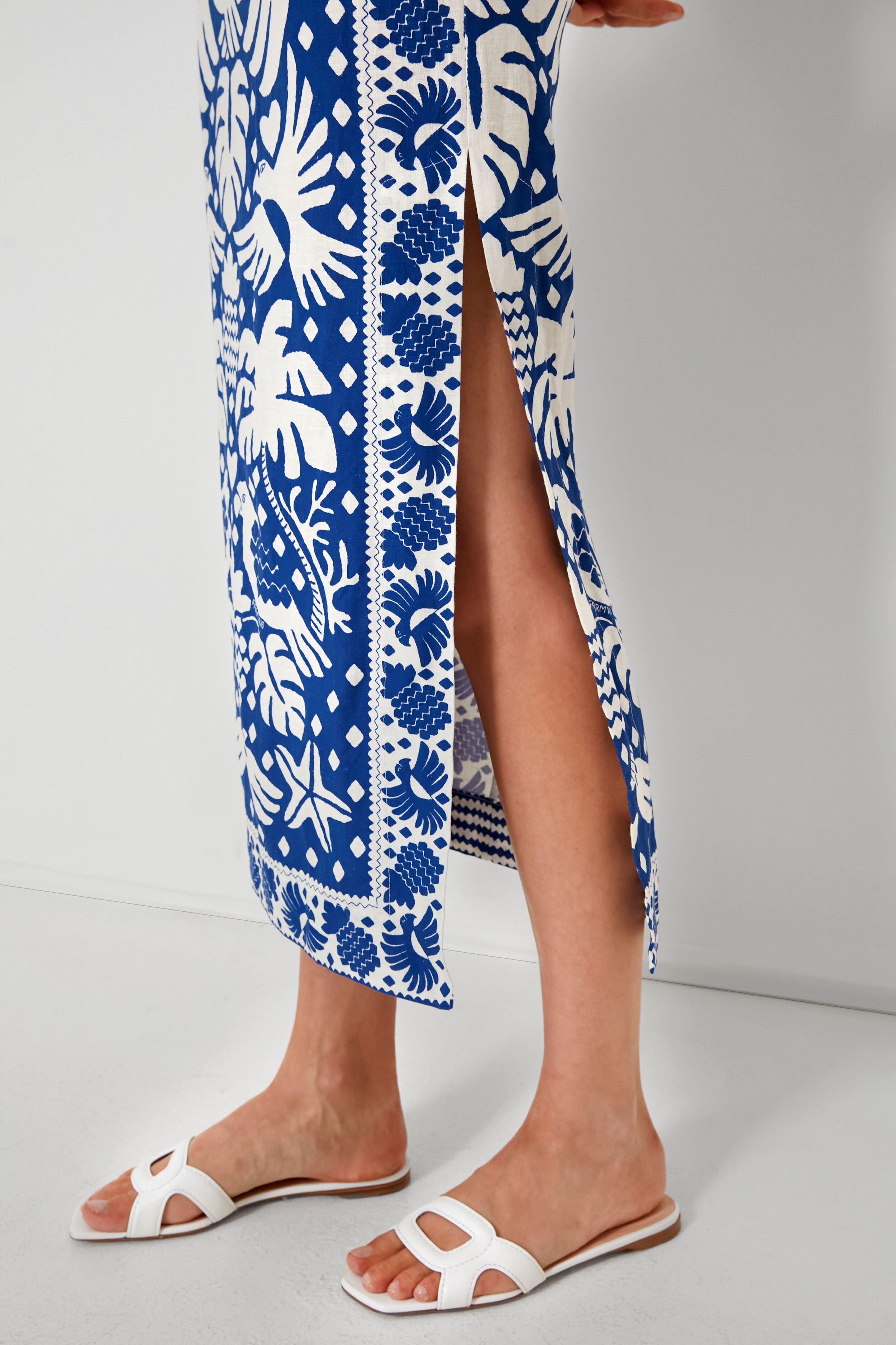 Jungle Scarf Navy Midi Dress