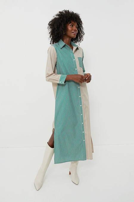 Tan and Green Striped Chessie Dress
