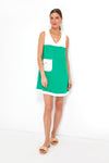 Green and White Colorblock Kelly Dress