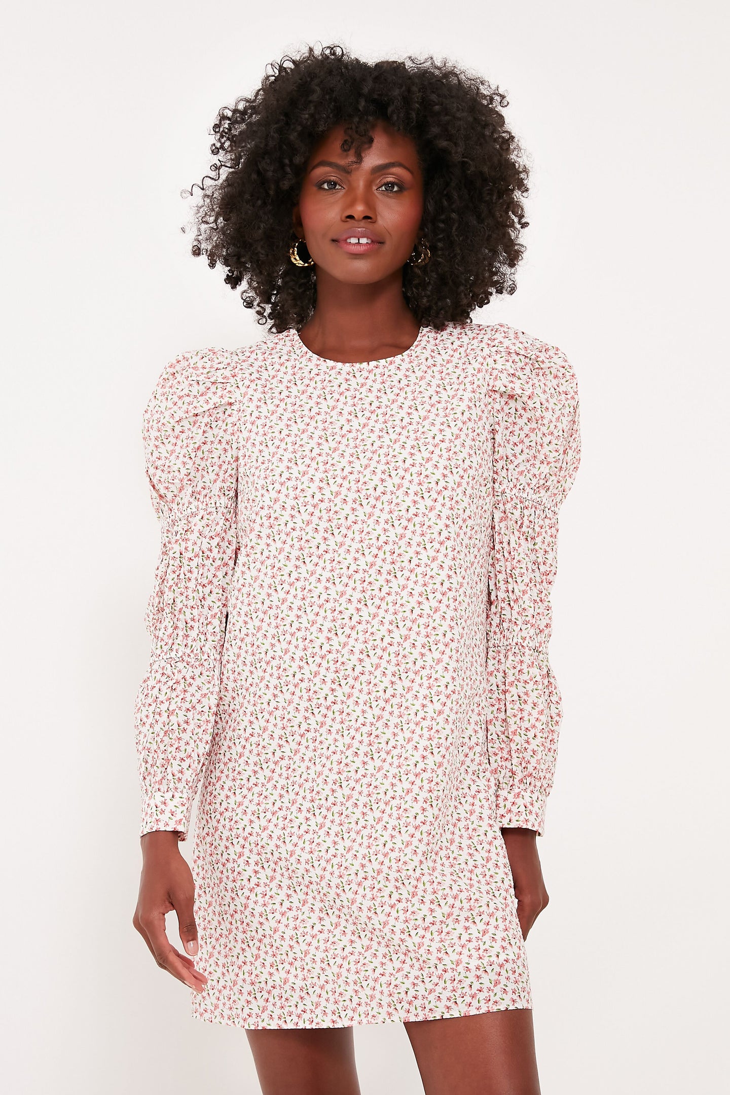 Textured Floral Puff Sleeve Clemons Mini Dress