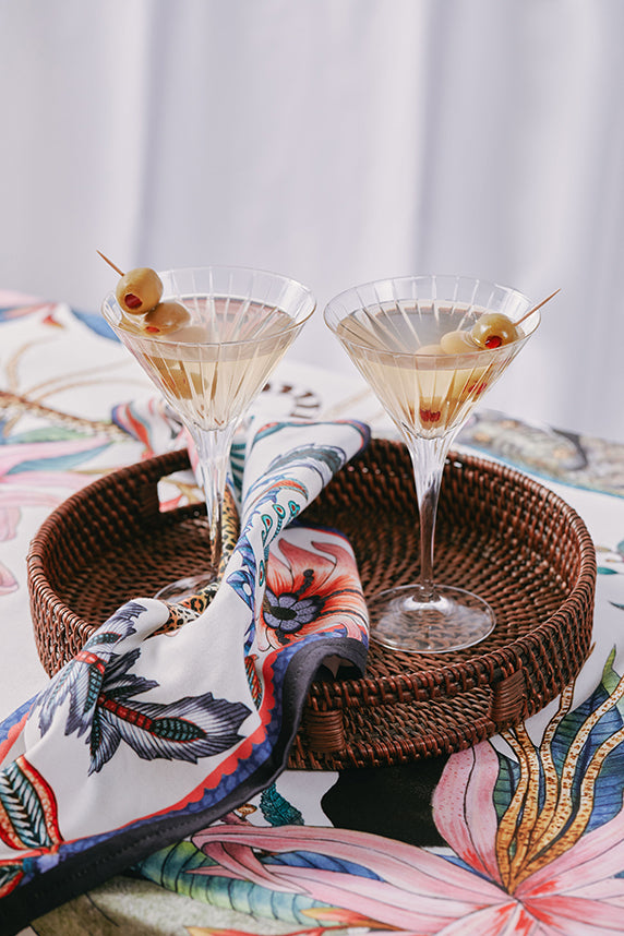 Dark Brown Rattan Round Trays Set of 2