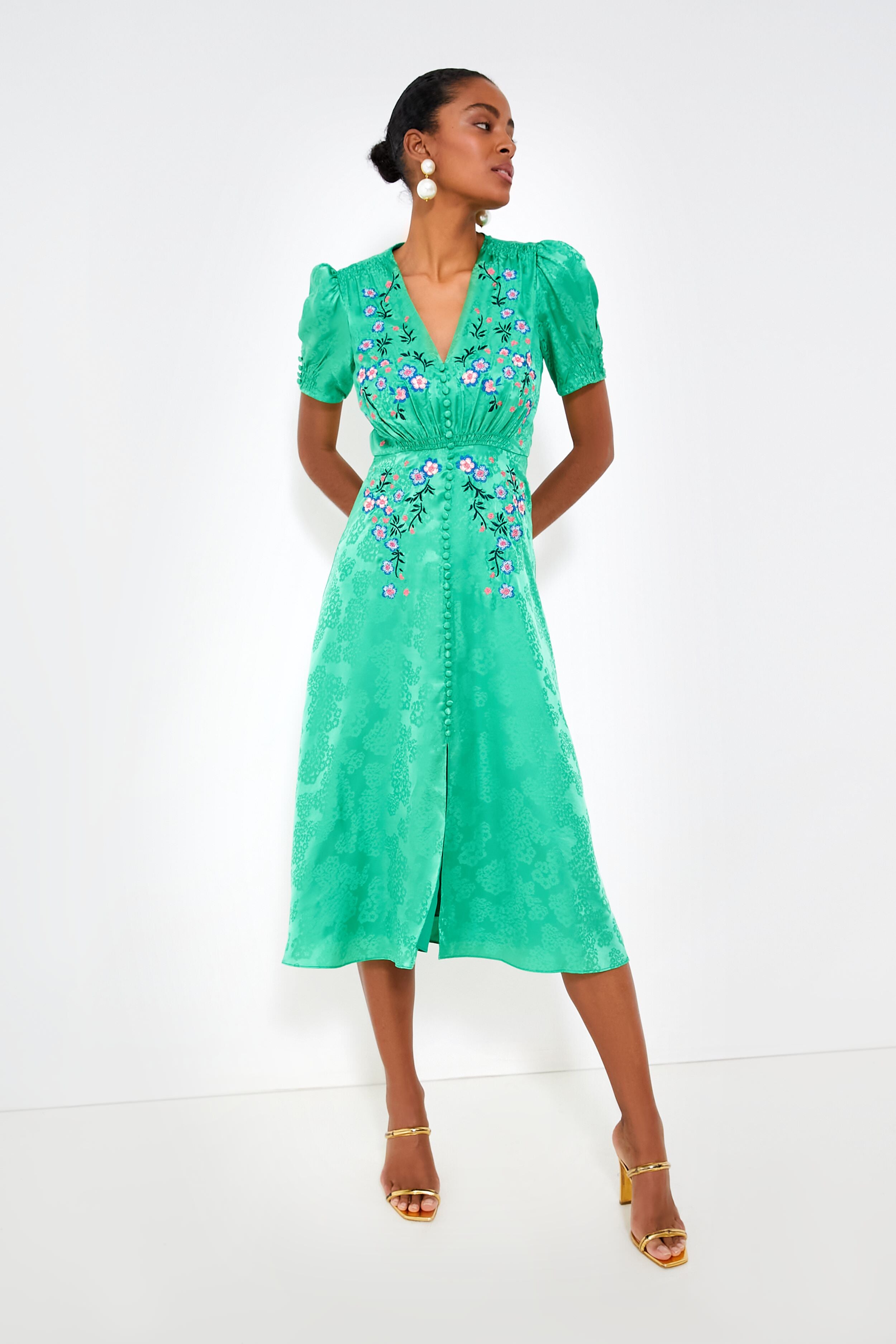 Kelly Green Lea Dress Saloni