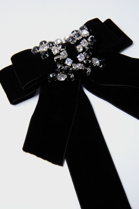 Black Velvet and Crystal Beth Bow