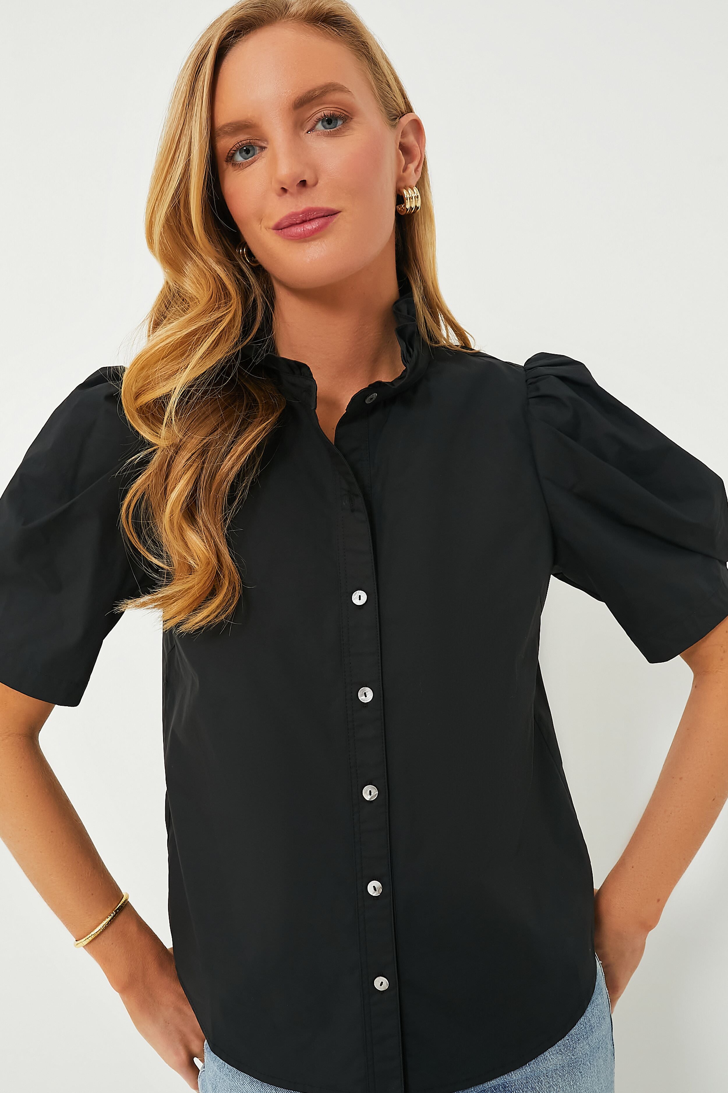 Ellie High Neck Ruffle Blouse  Fashion tops blouse, Ruffle blouse, Fashion  outfits