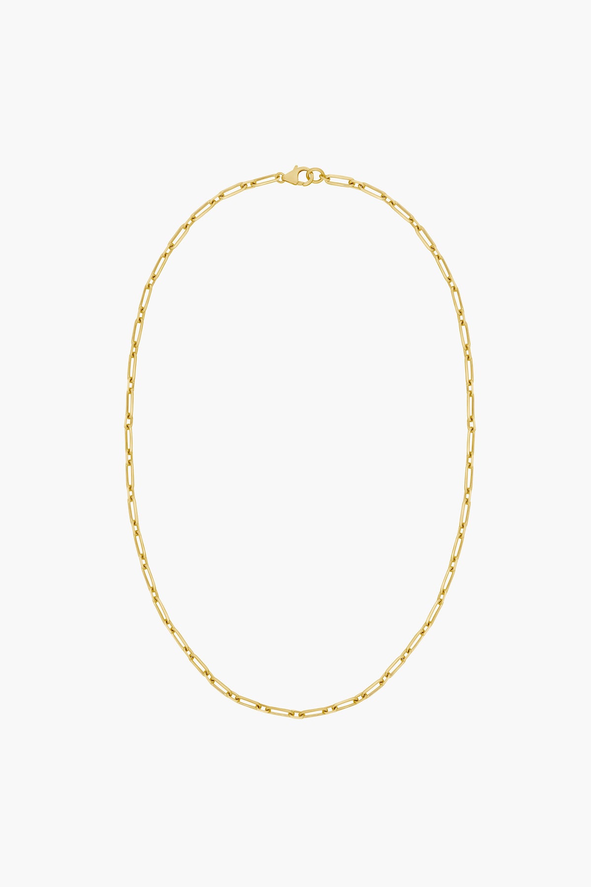 Electric Picks gold vermeil necklace features elongated links and a lobster clasp, ideal for layering as a Paris necklace.