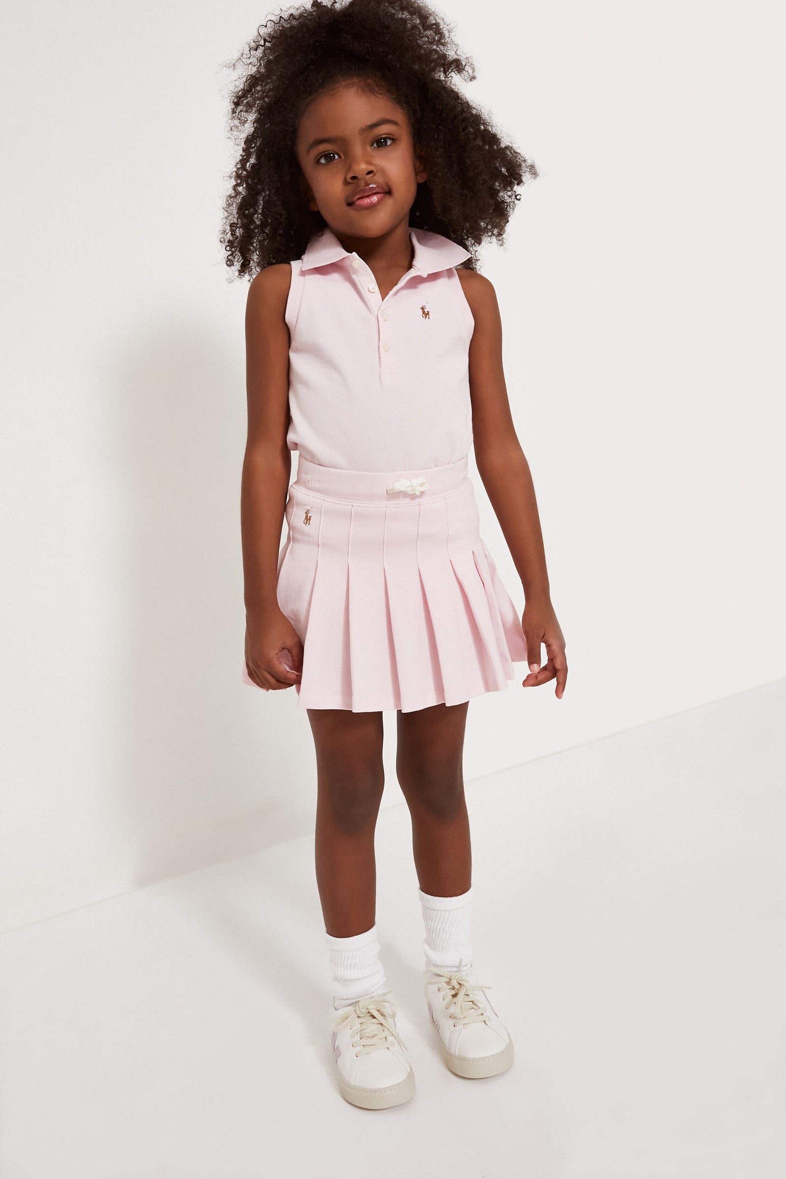Little Girls Cotton Mesh Sleeveless Polo Shirt