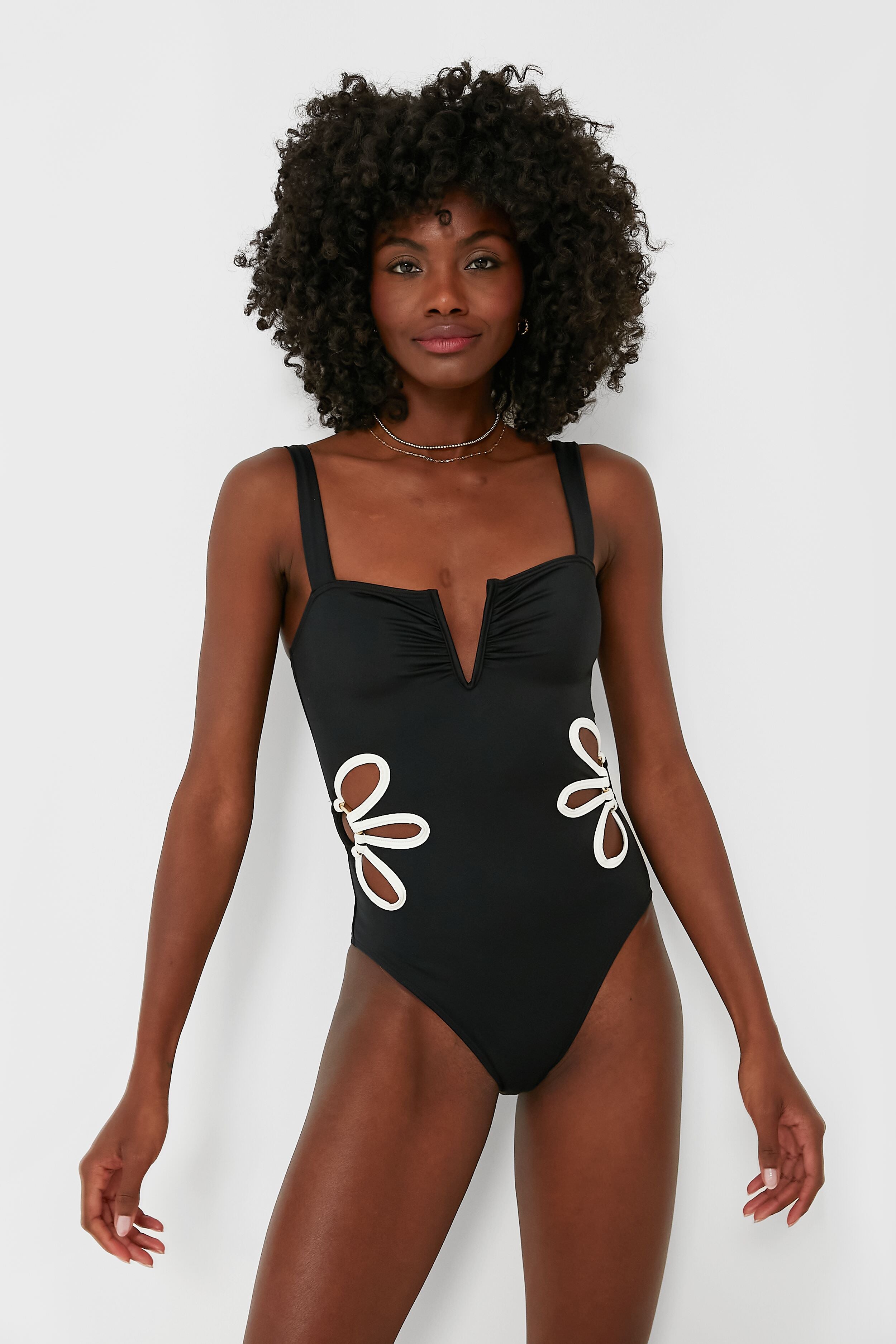 Black and Ivory Flora One Piece | Follow Suit
