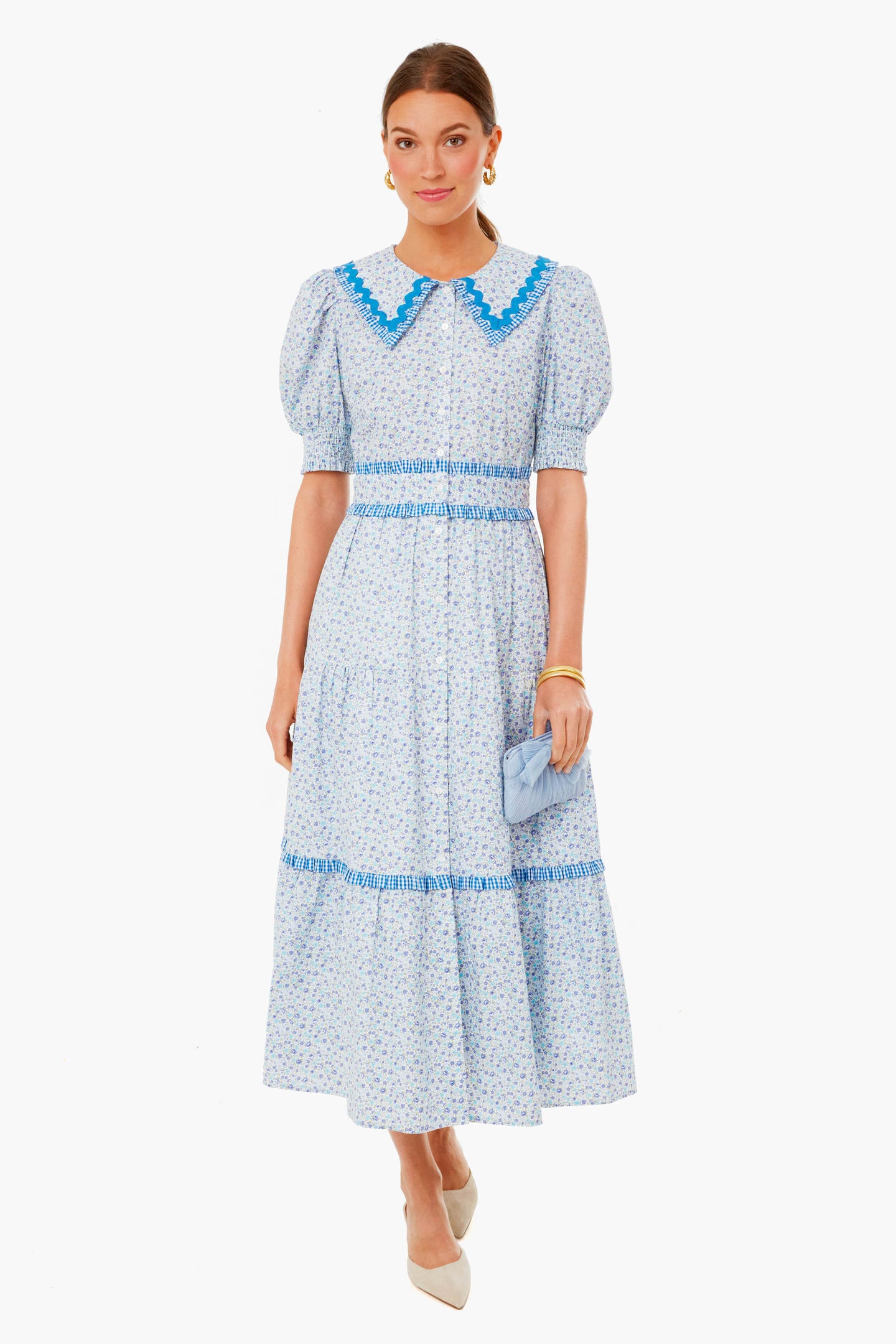 Blue Floral Ric Rac Linger Dress