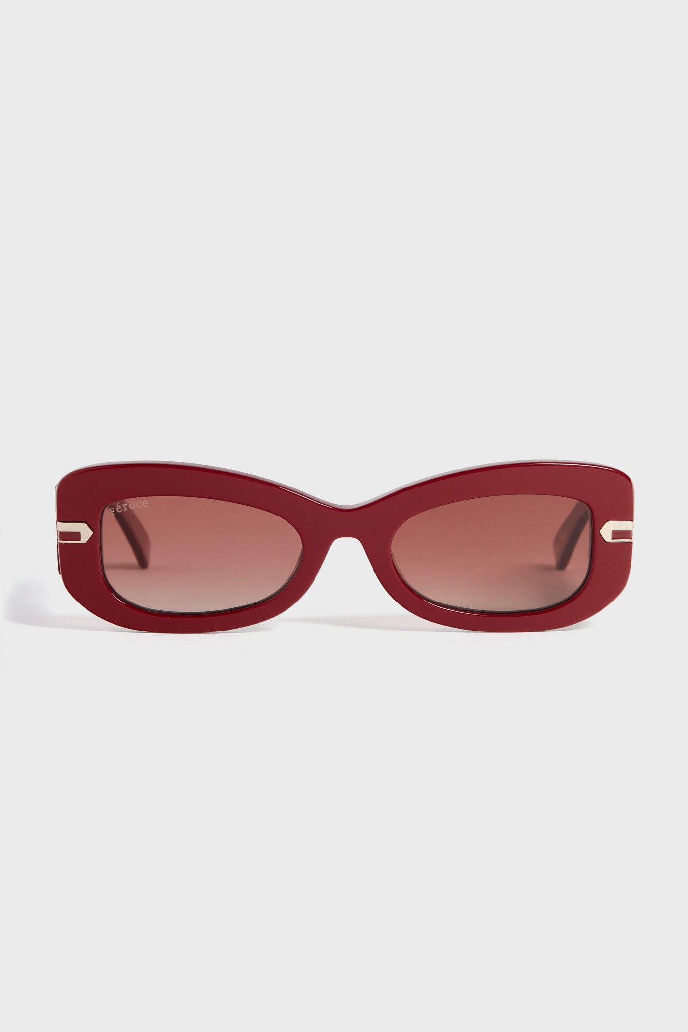 Rectangular Burgundy Feroce sunglasses with dark tinted lenses, perfect for women's eyewear.