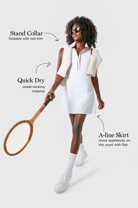 White and Red Sterling Tennis Dress