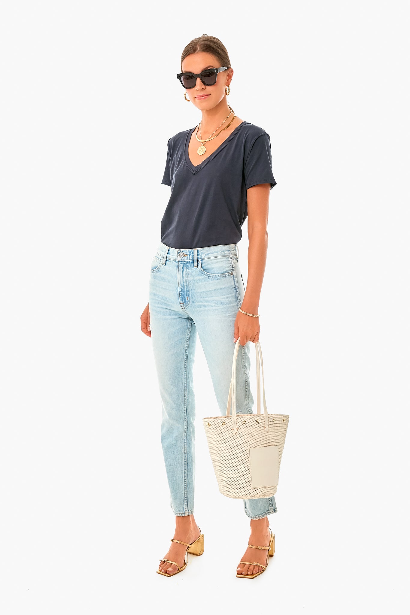 Black Organic Cotton V Neck Tee