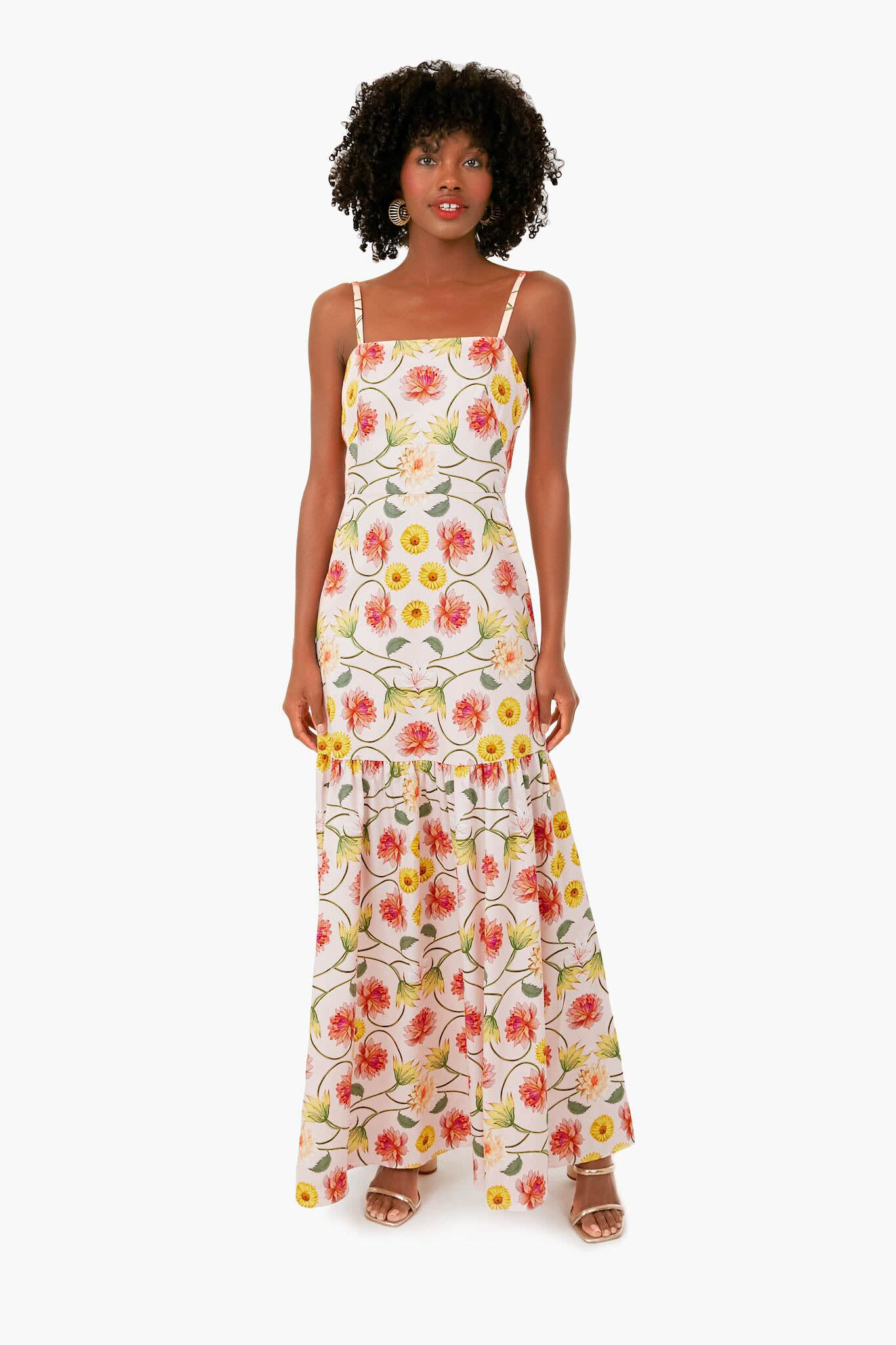 Juliet Floral Cotton Maxi Dress – Black- Borgo de Nor