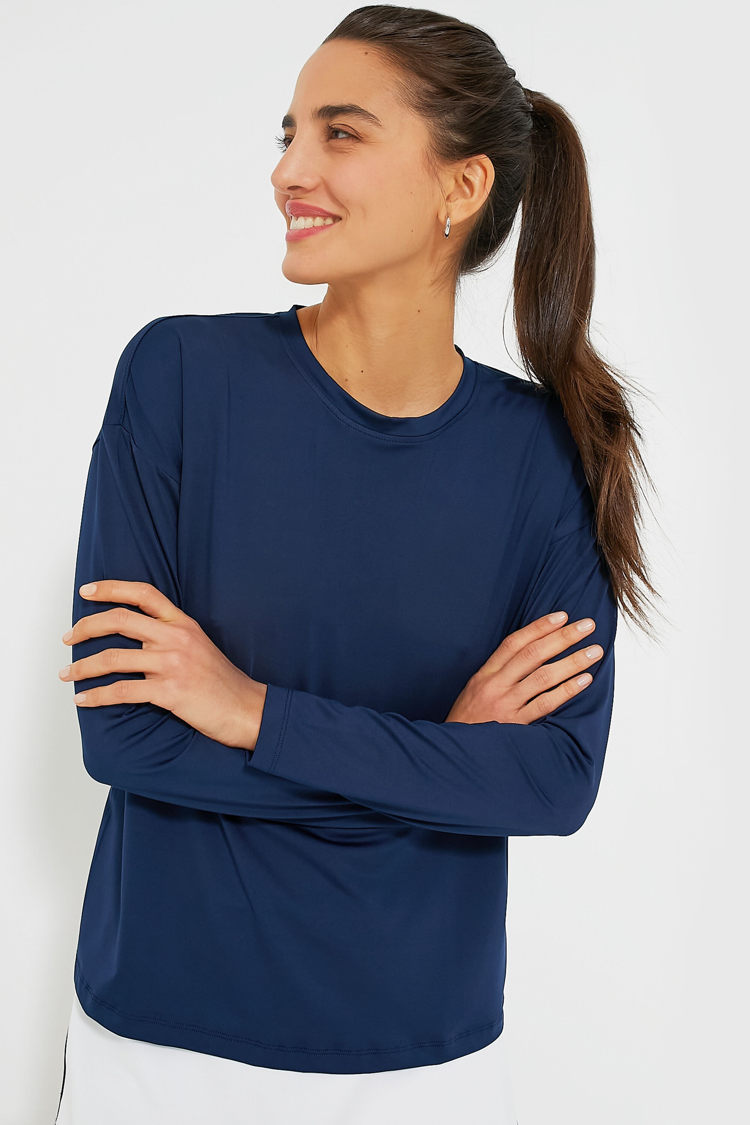 Navy Long Sleeve Performance Jersey Ryan Boyfriend Tee