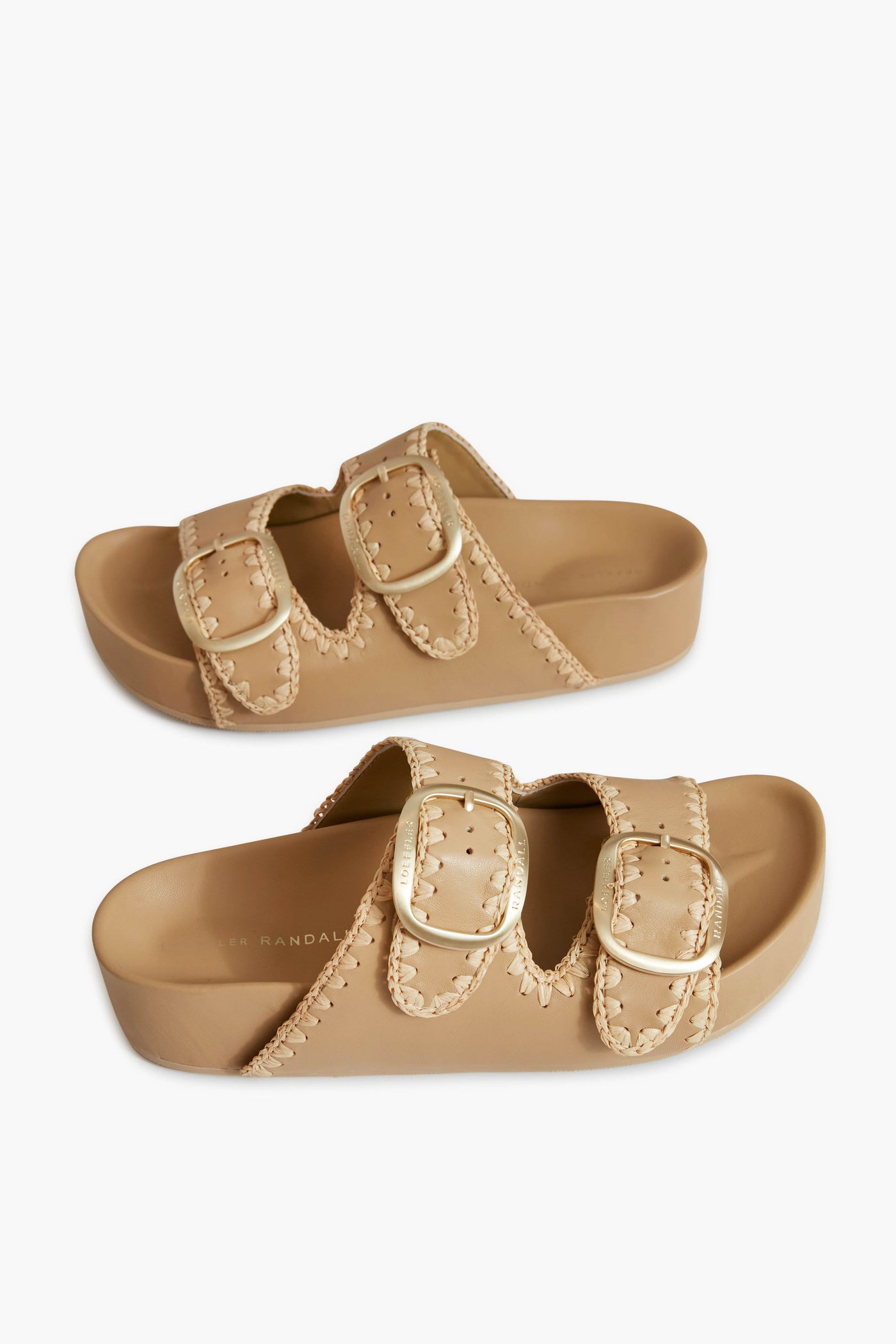 Bisque Vachetta and Cream Straw Theo Platform Sandals