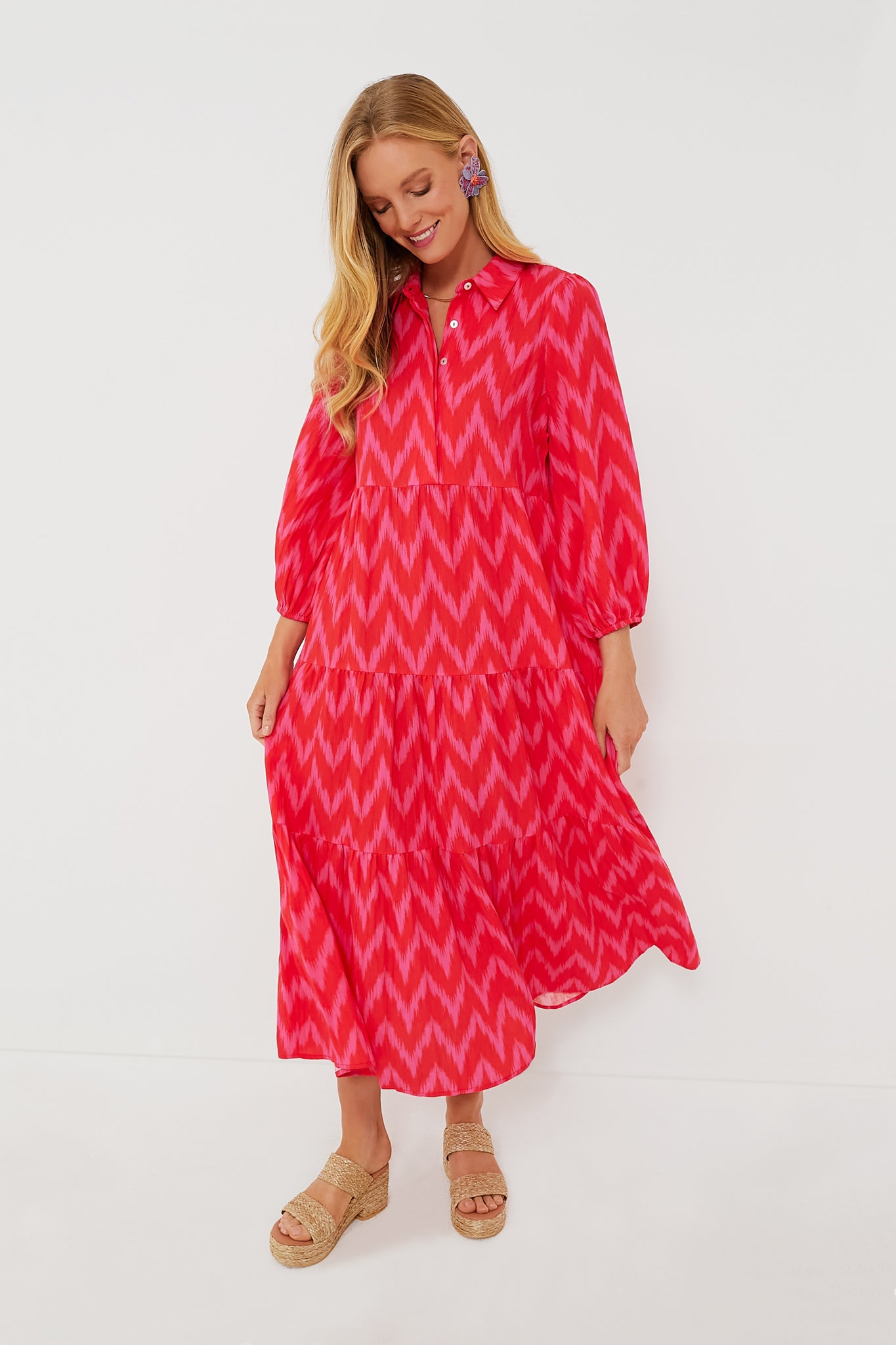 Hot Pink Ikat Mabel Maxi Dress