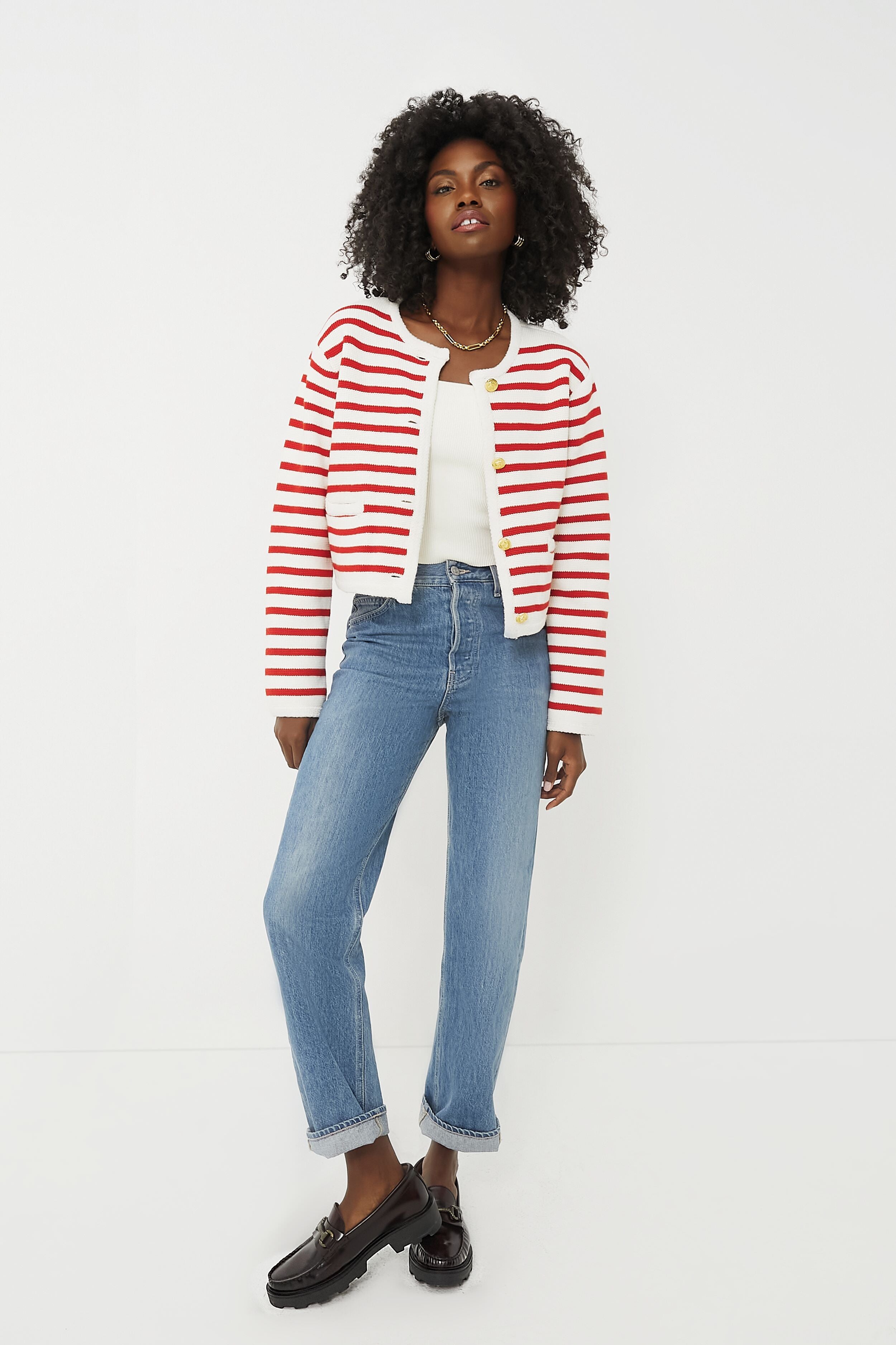 Hoosiers, Indiana Tito Stripe Knit Cropped Cardigan