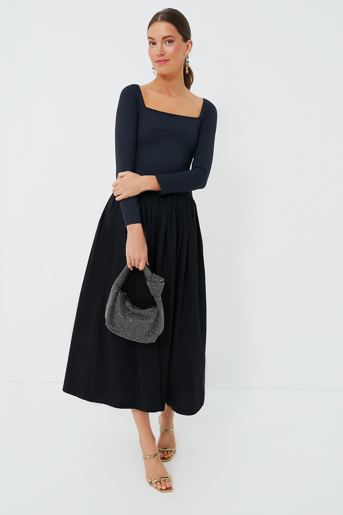 Black Polly Crystal Shoulder Bag